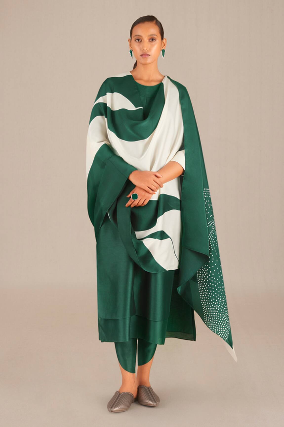 AMPM Straight Embroidered Kurta Dhoti Pant Set