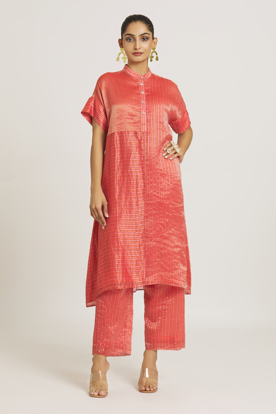 Urvashi Kaur Stripe Woven A-Line Dress