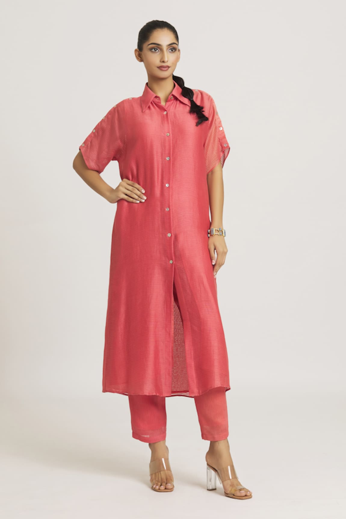 Urvashi Kaur Chanderi Silk Shirt Dress