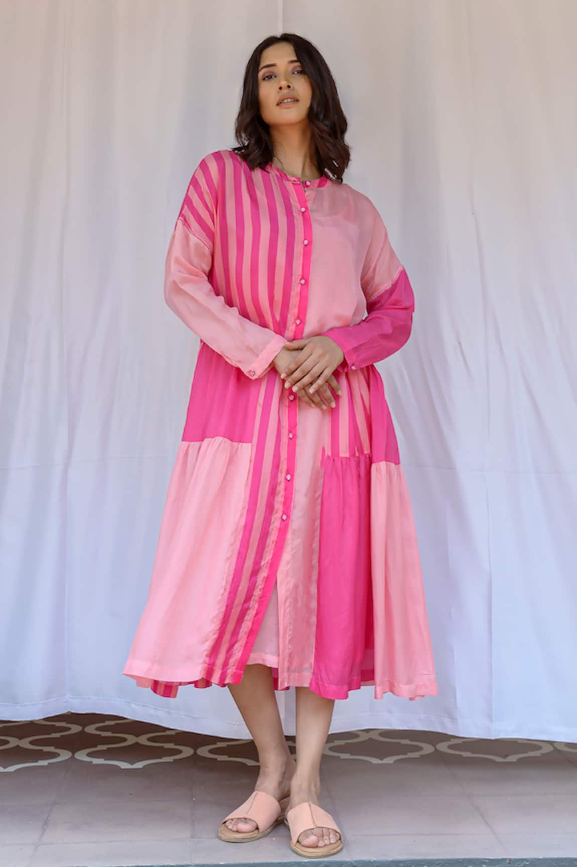 Ayaka Striped Dress With Inner 