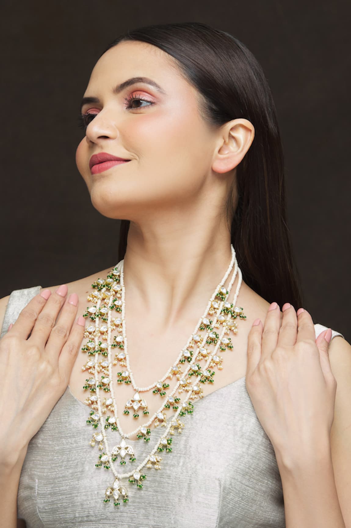 Ivorine Pearl Embellished Layered Necklace