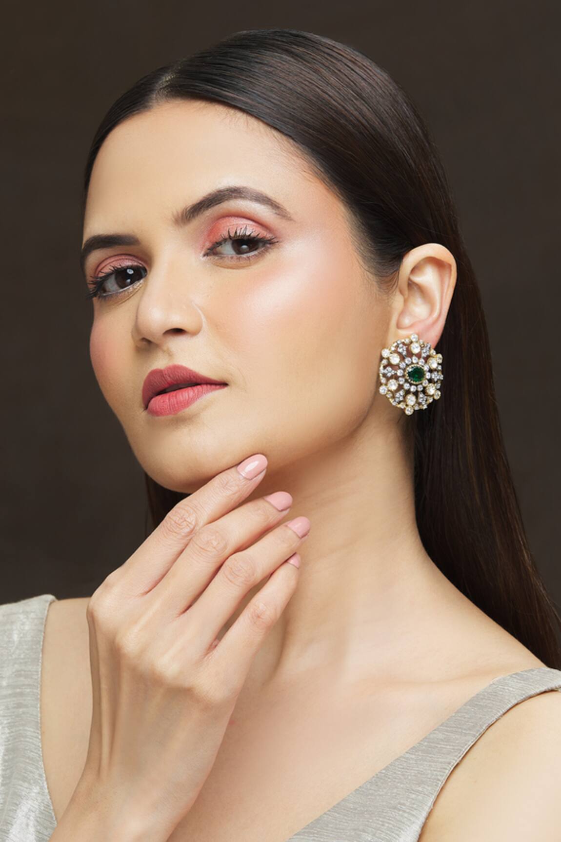 Ivorine Stone Embellished Studs