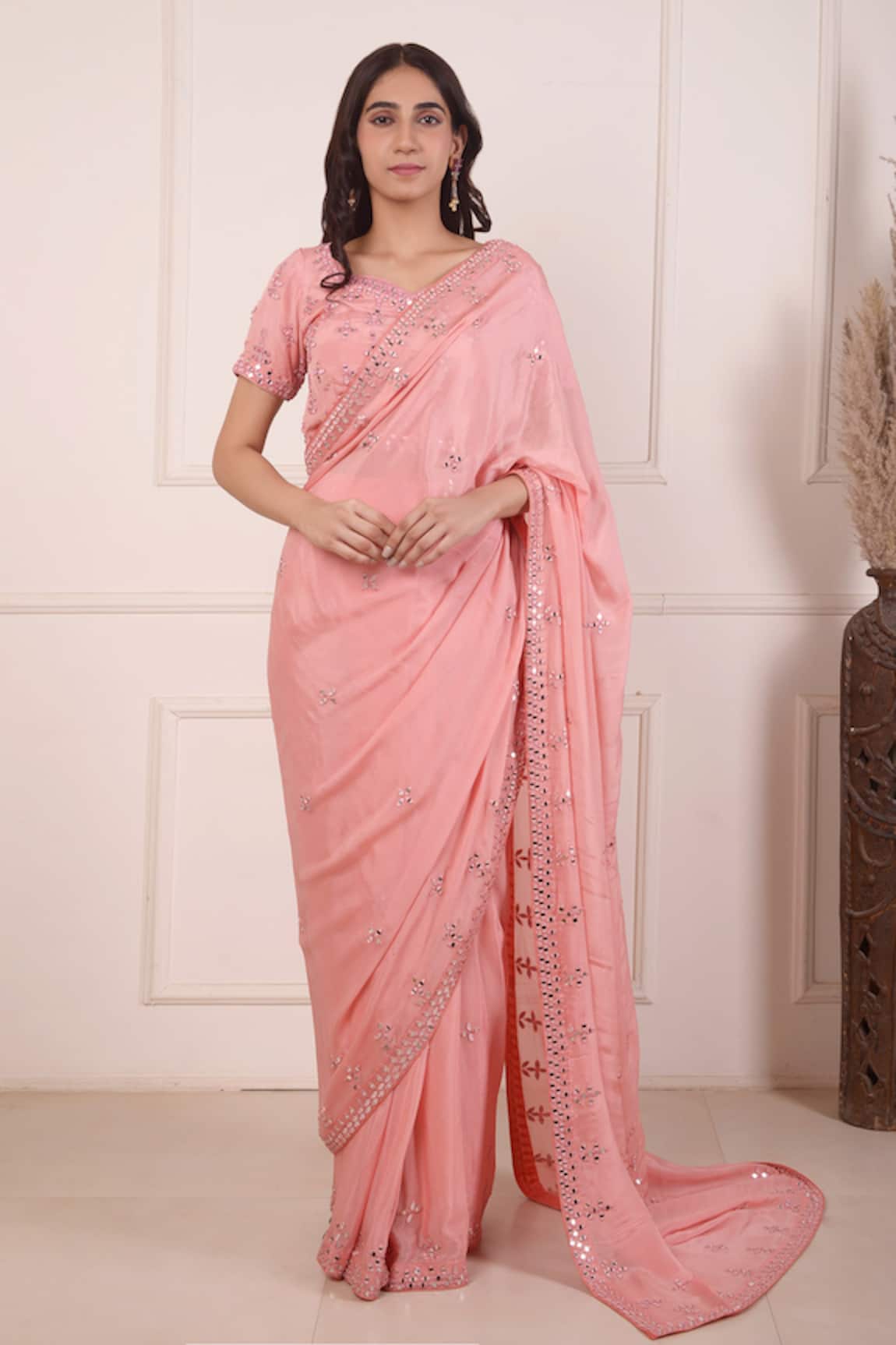 Abbaran Embroidered Saree With Blouse