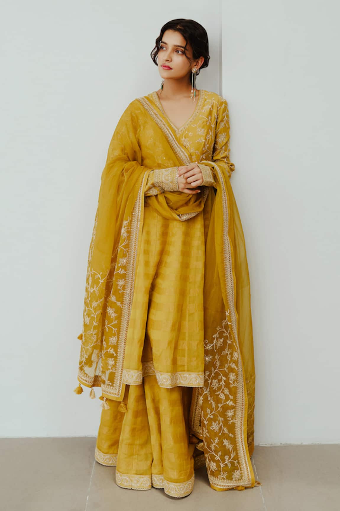 Wabi Sabi By Anshum-Ritesh Surajmukhi Hand Embroidered Anarkali Sharara Set
