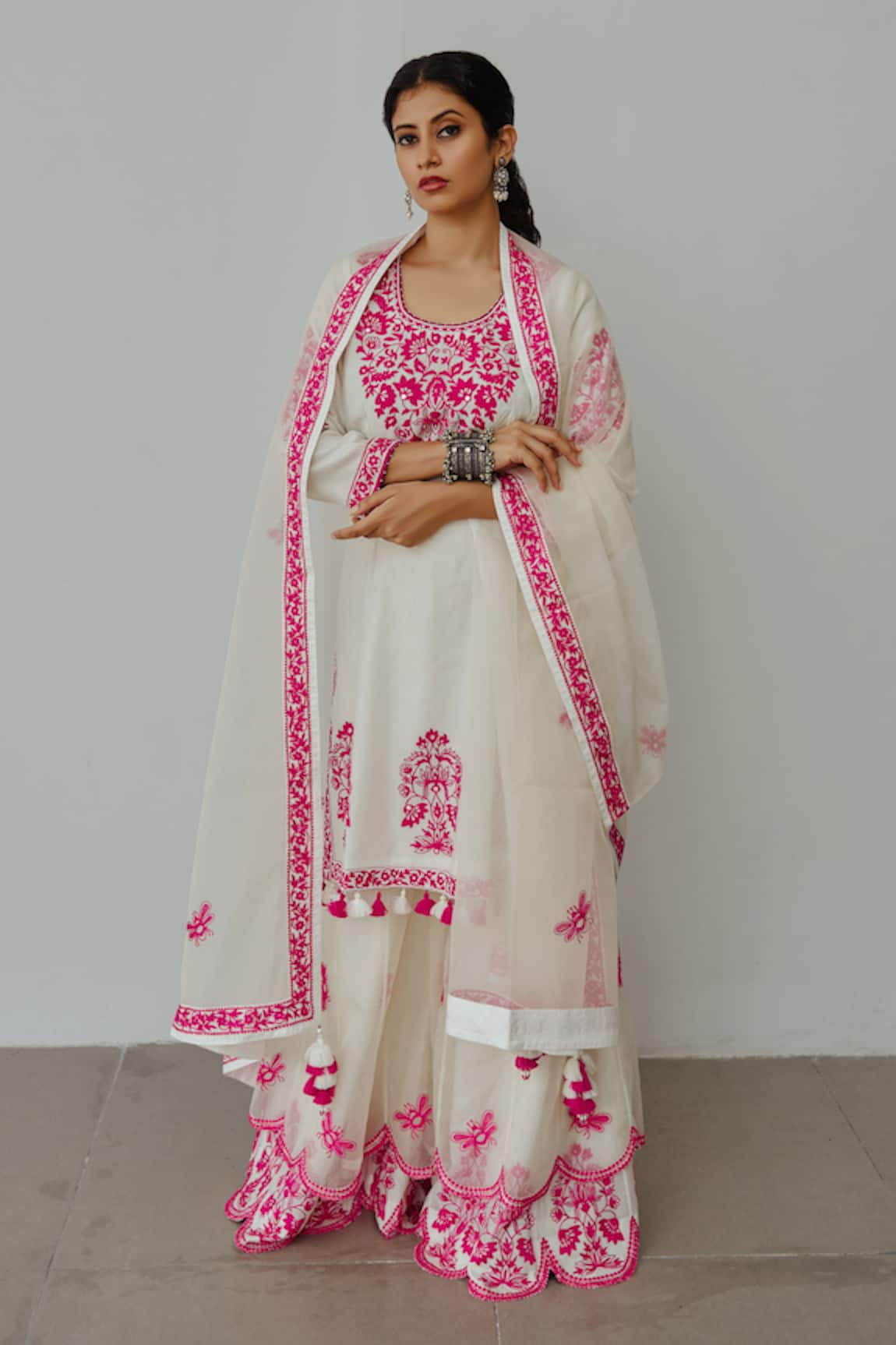 Wabi Sabi By Anshum-Ritesh Beaming Bee Hand Embroidered Kurta Sharara Set