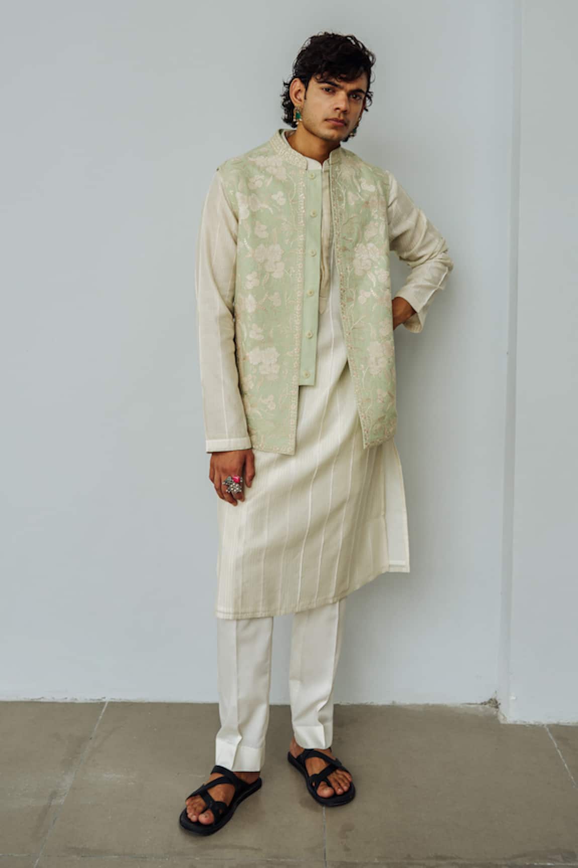 Wabi Sabi By Anshum-Ritesh Floral Embroidered Chanderi Kurta Set