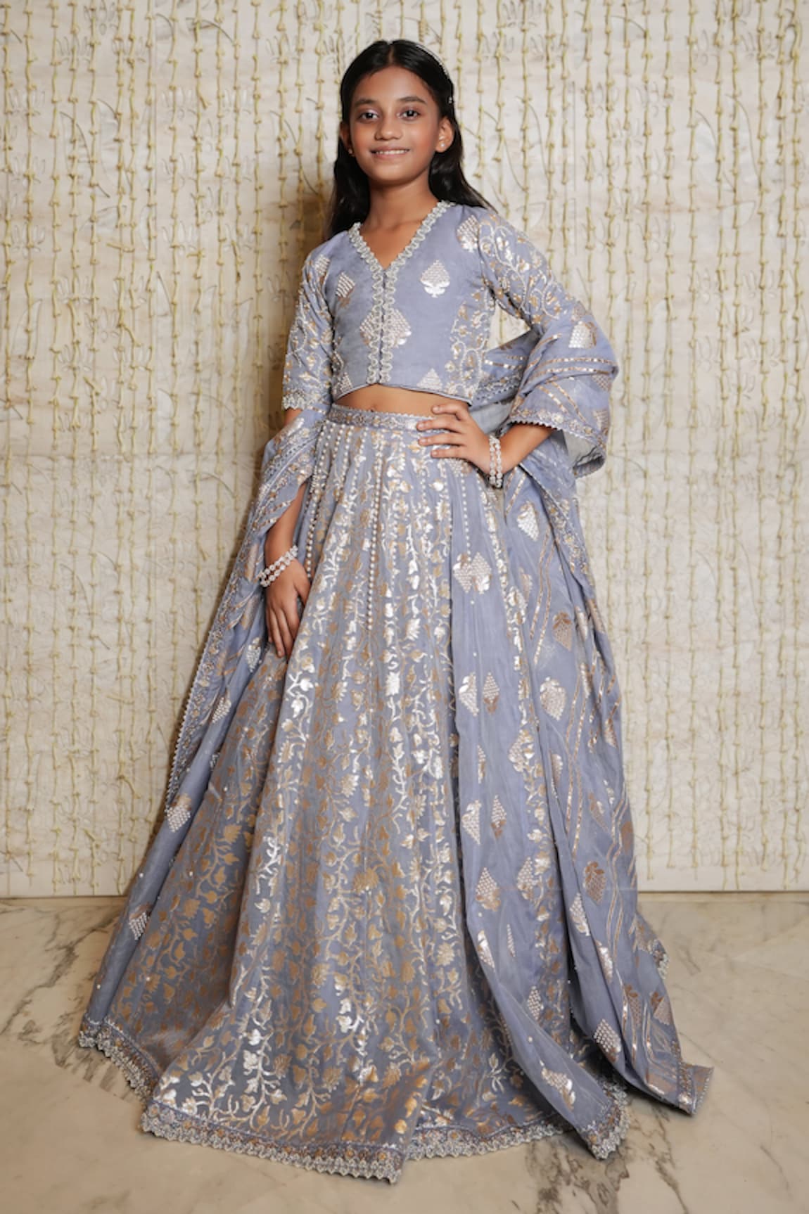 Nitya Bajaj Pearl Embroidered Lehenga Set