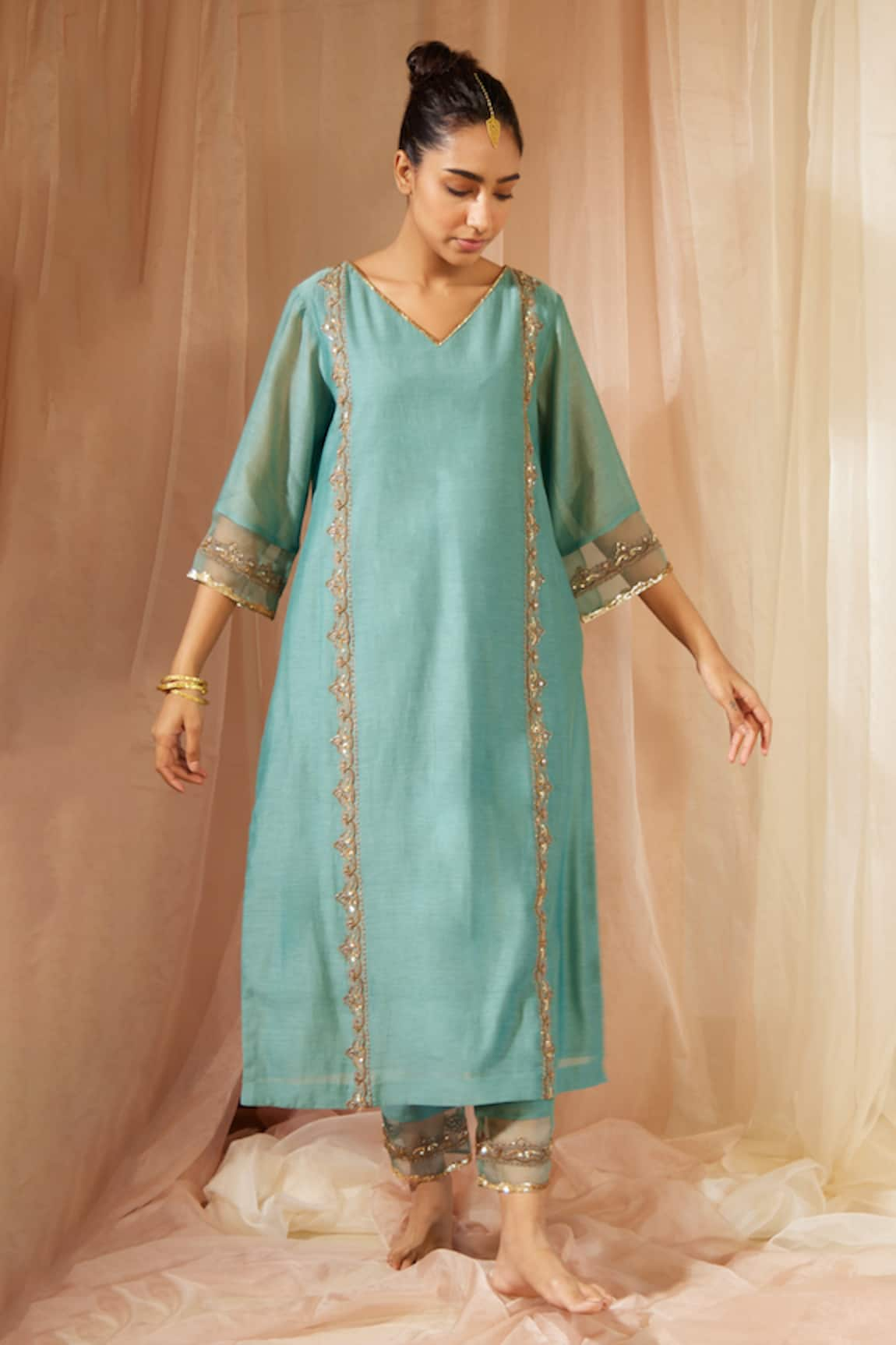 Sarang Kaur Floral Embroidered Kurta & Pant Set