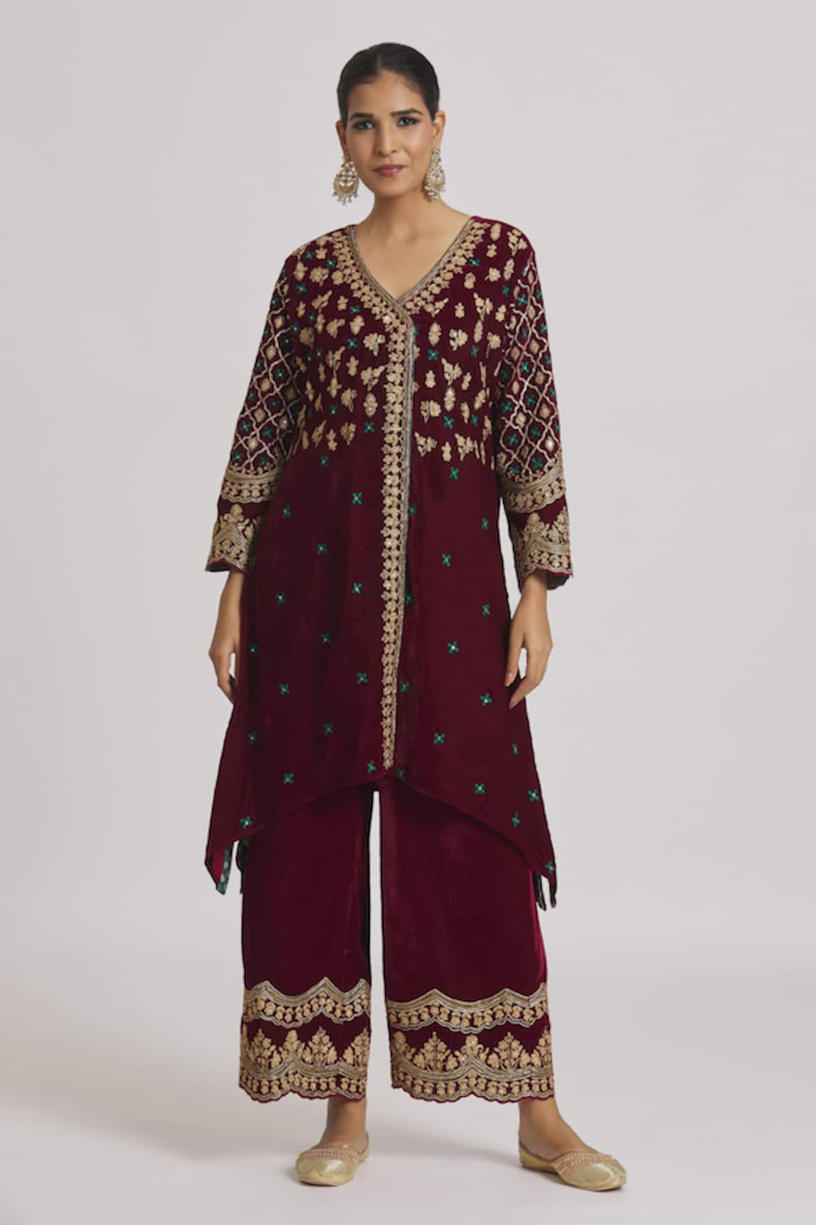 Rahul Singh Velvet Asymmetric Kurta & Pyjama Set