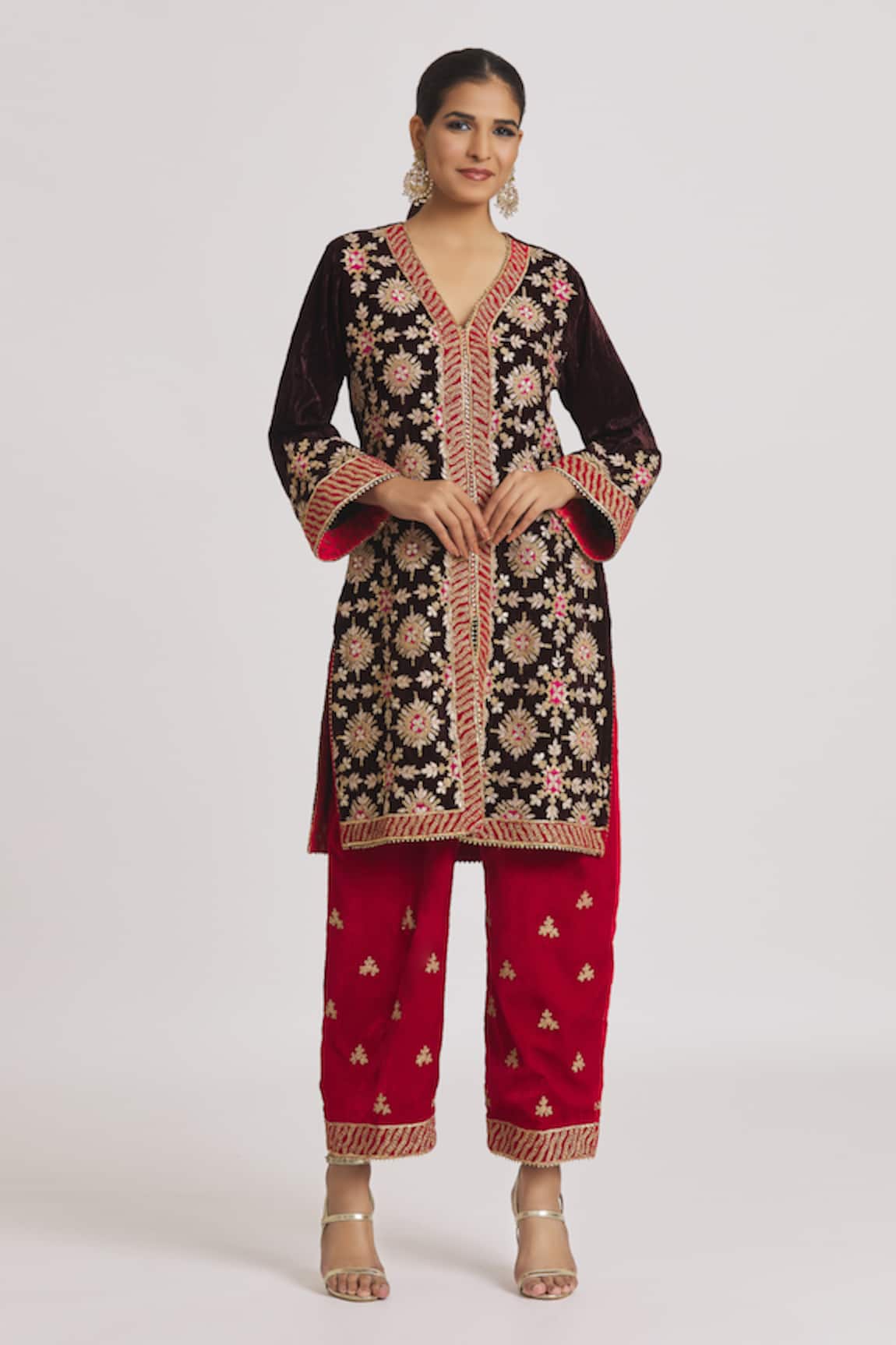 Rahul Singh Velvet Embroidered Kurta & Pyjama Set