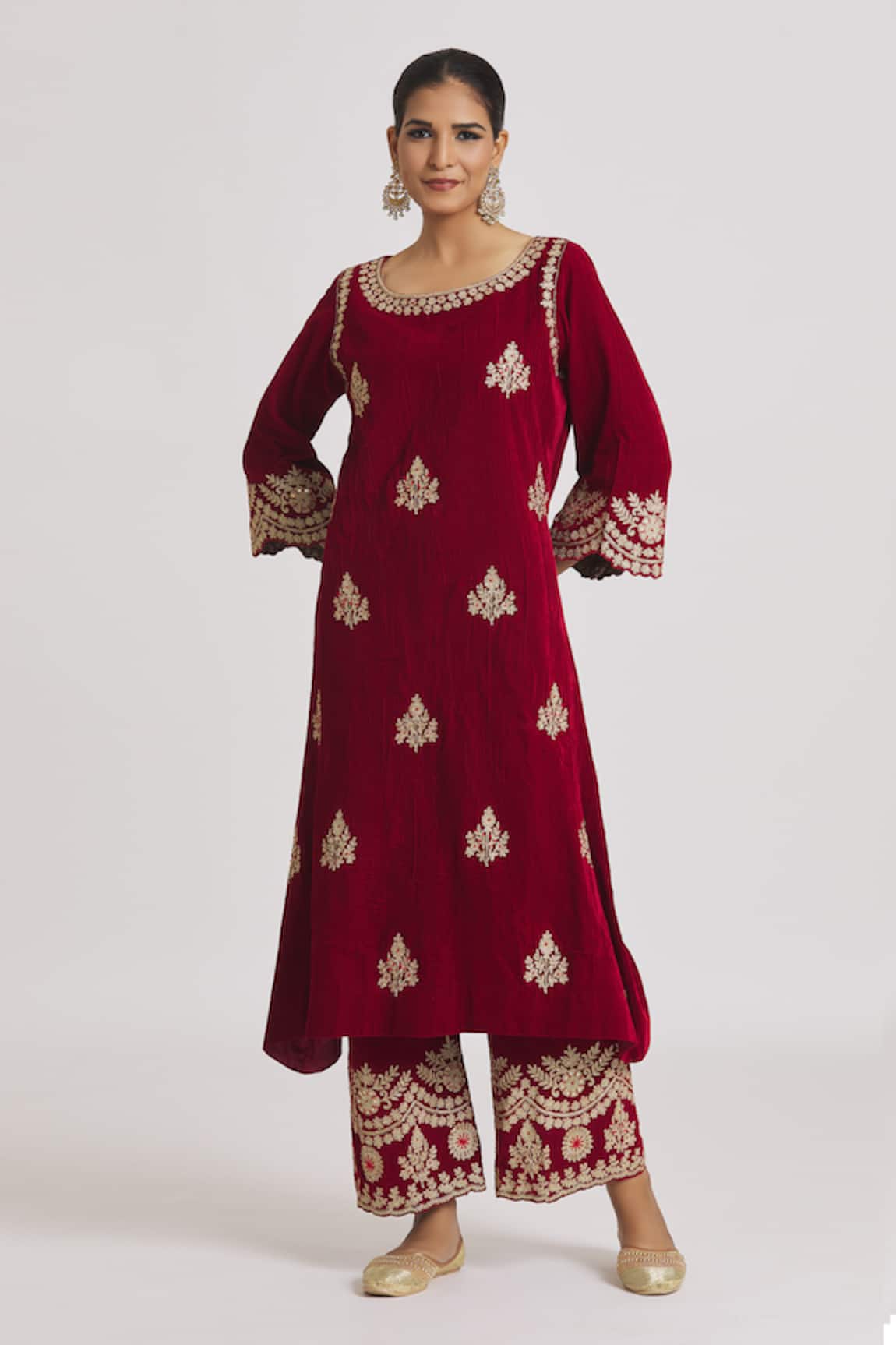 Rahul Singh Velvet Embroidered Straight Kurta & Pyjama Set