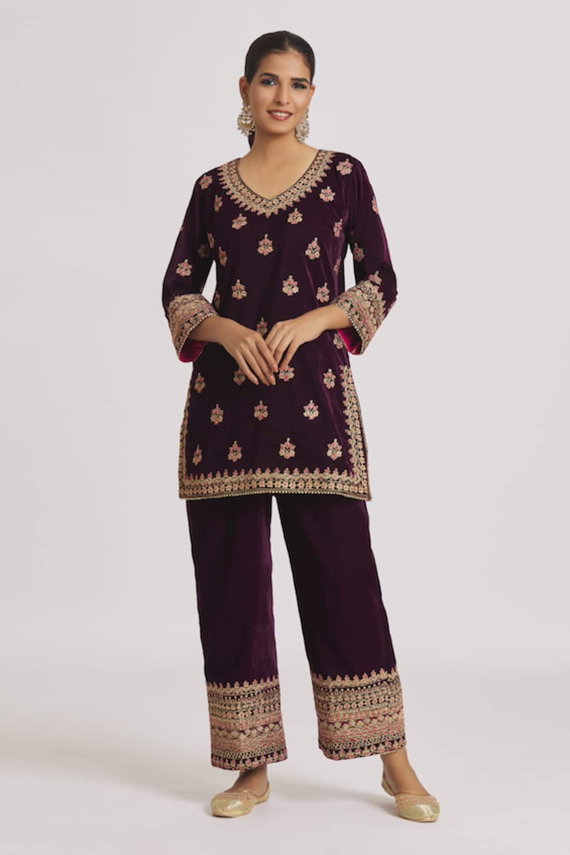 Rahul Singh Velvet Embroidered Kurta & Pyjama Set