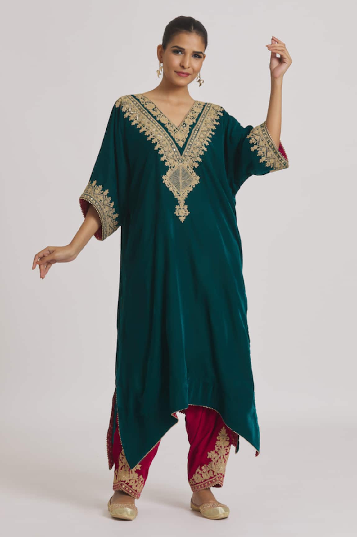 Rahul Singh Velvet Asymmetric Kurta & Pyjama Set