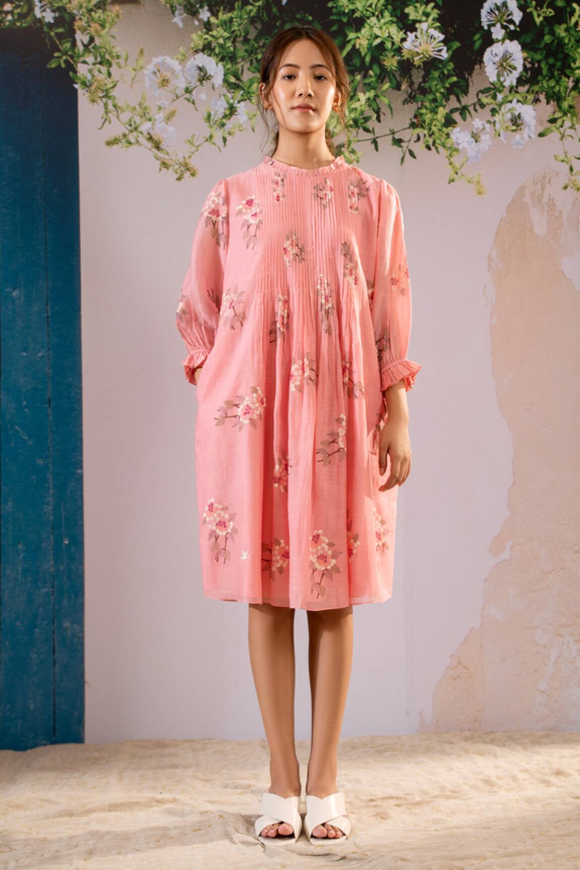 Arcvsh By Pallavi Singh Block Print Pleated Dress