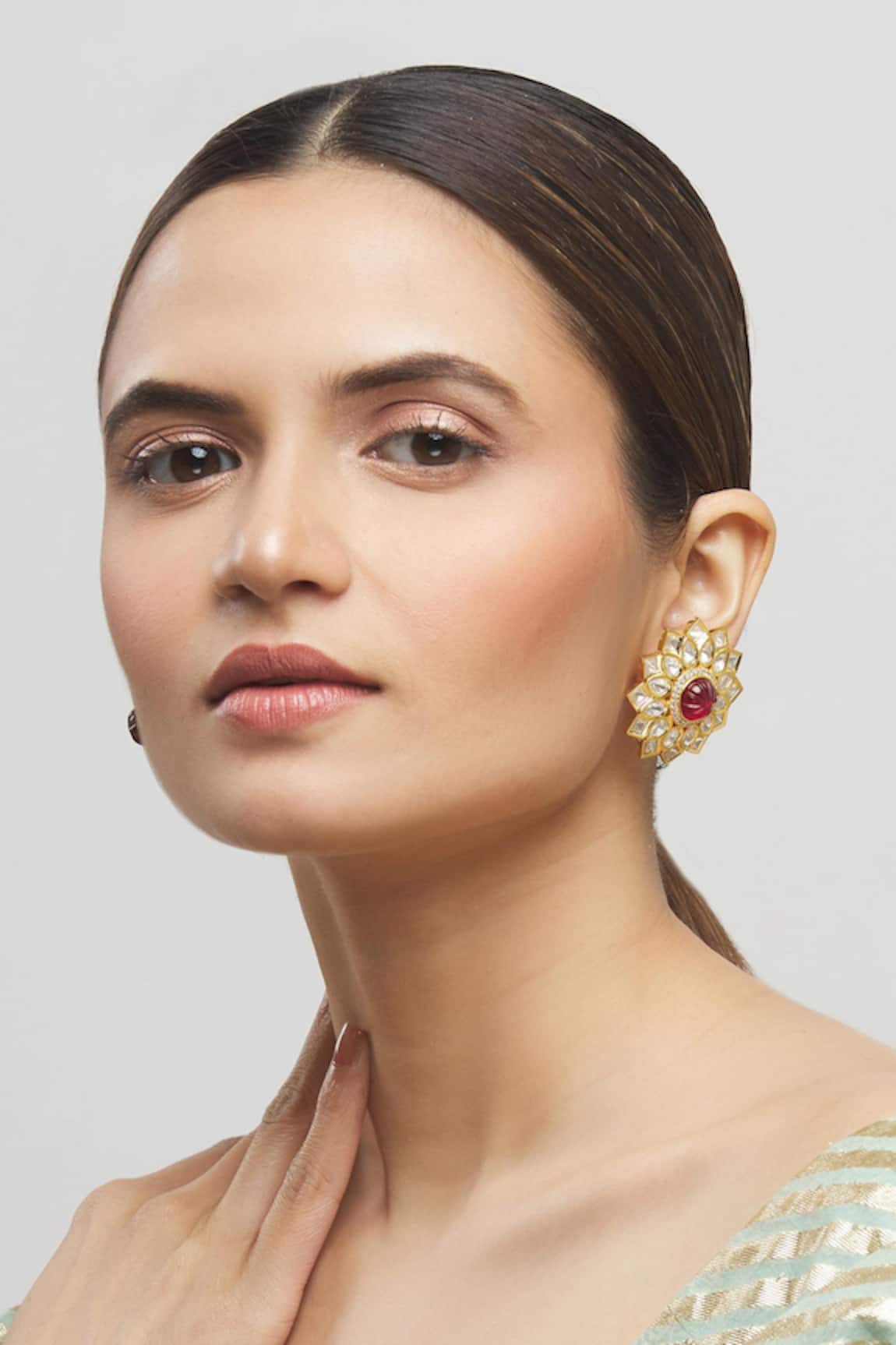 Moh-Maya by Disha Khatri Floral Kundan Stud Earrings