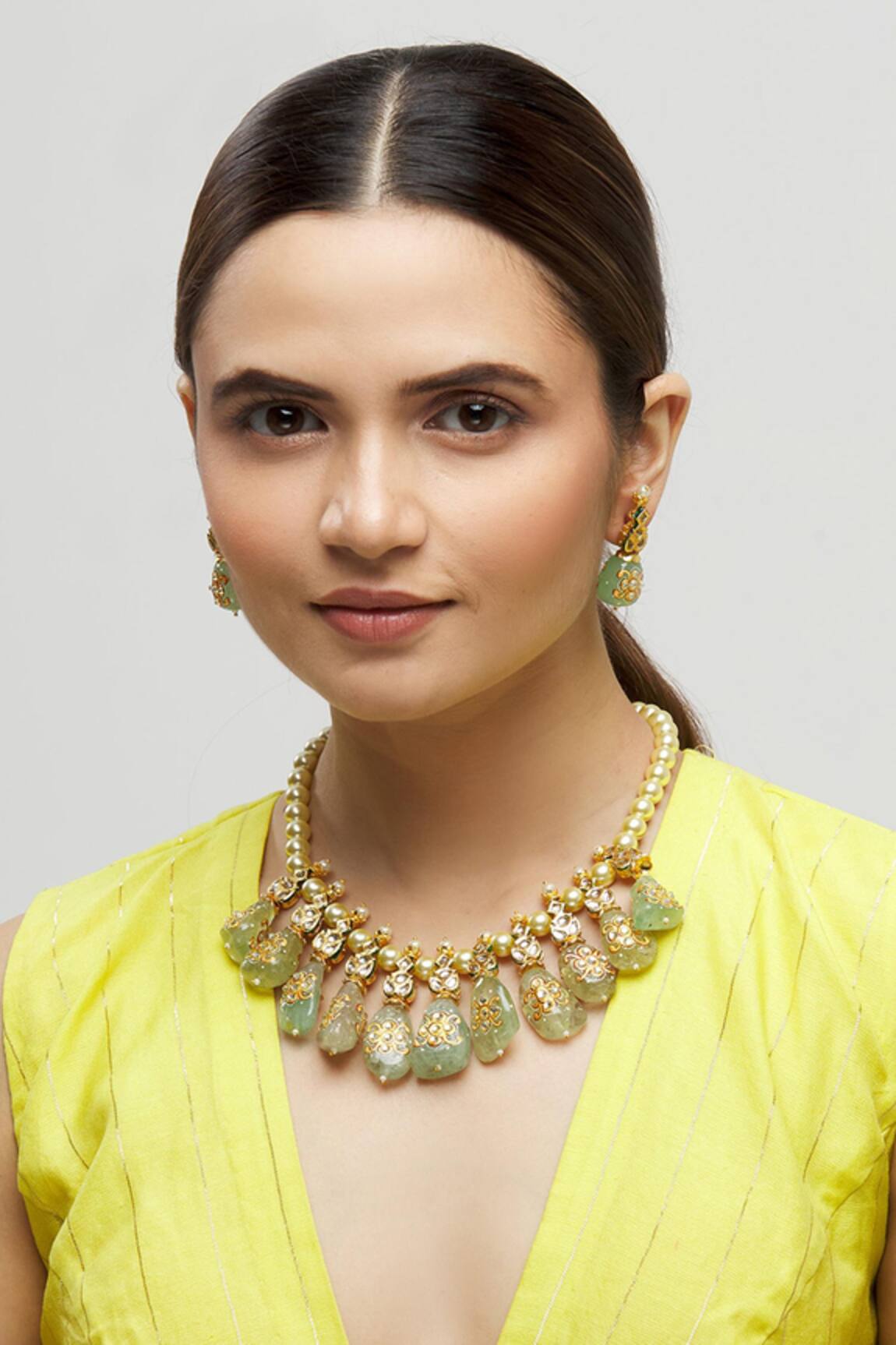 Moh-Maya by Disha Khatri Kundan Meenakari Necklace Set 