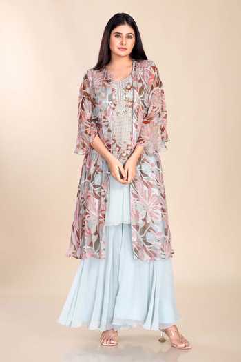 Preeti Jhawar Printed Jacket Sharara Set 