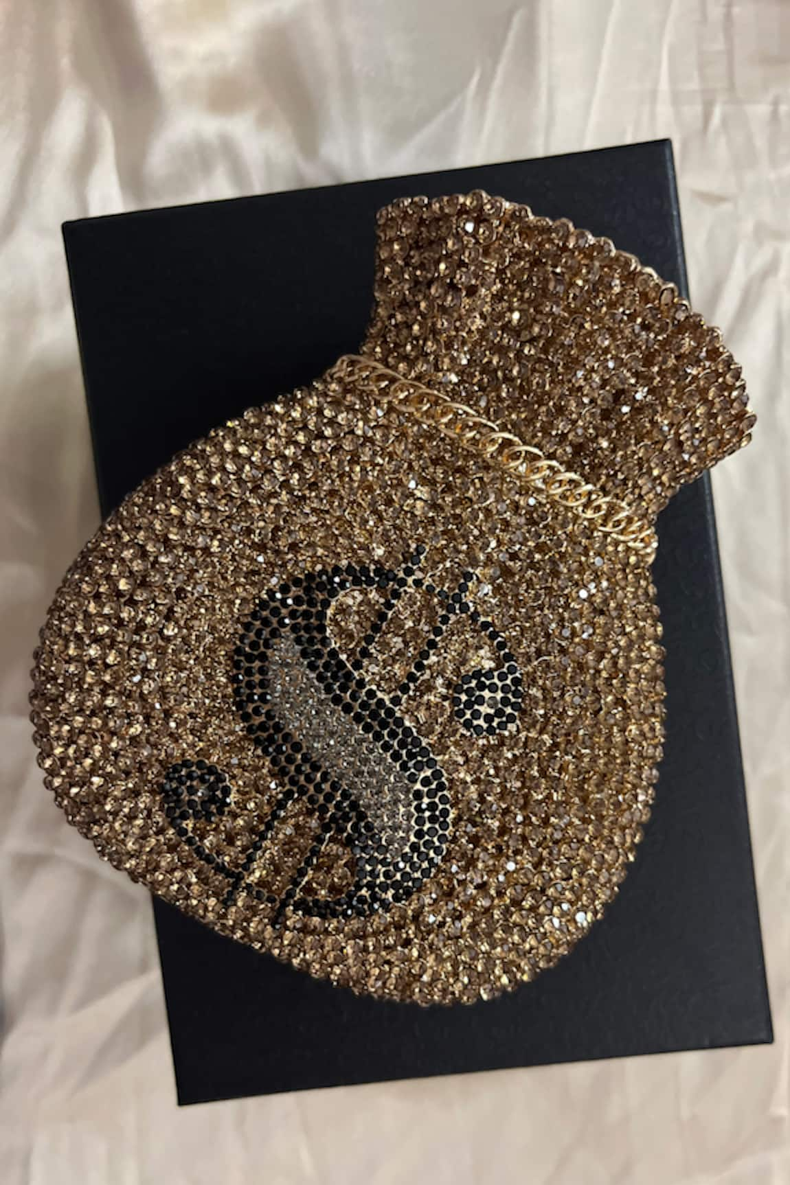 House of Bling Crystal Studded Money Bag Shaped Clutch