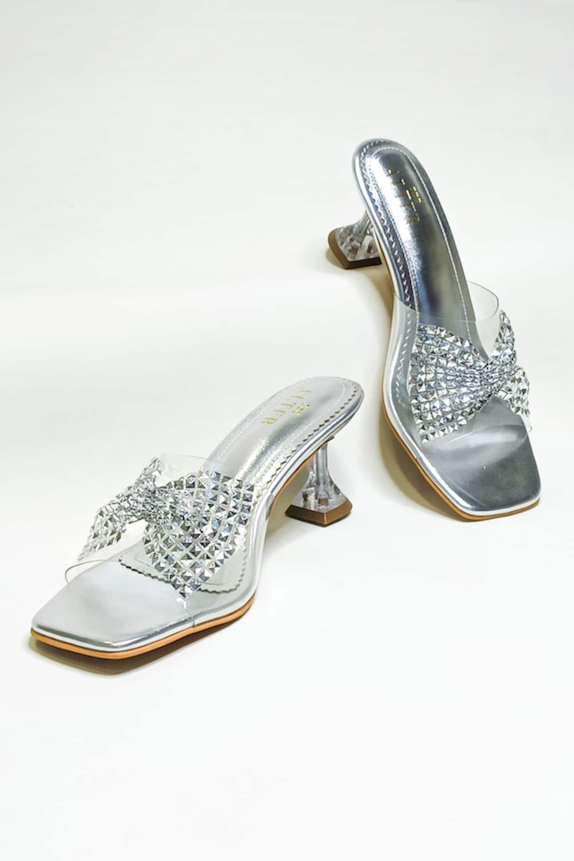 THE ALTER Sequinned Strap Pyramid Heels