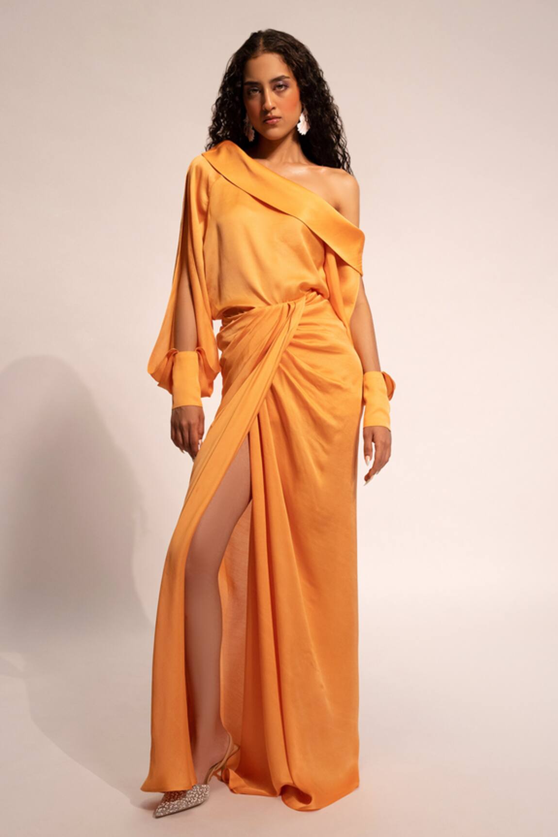 Aroka Draped High Slit Skirt