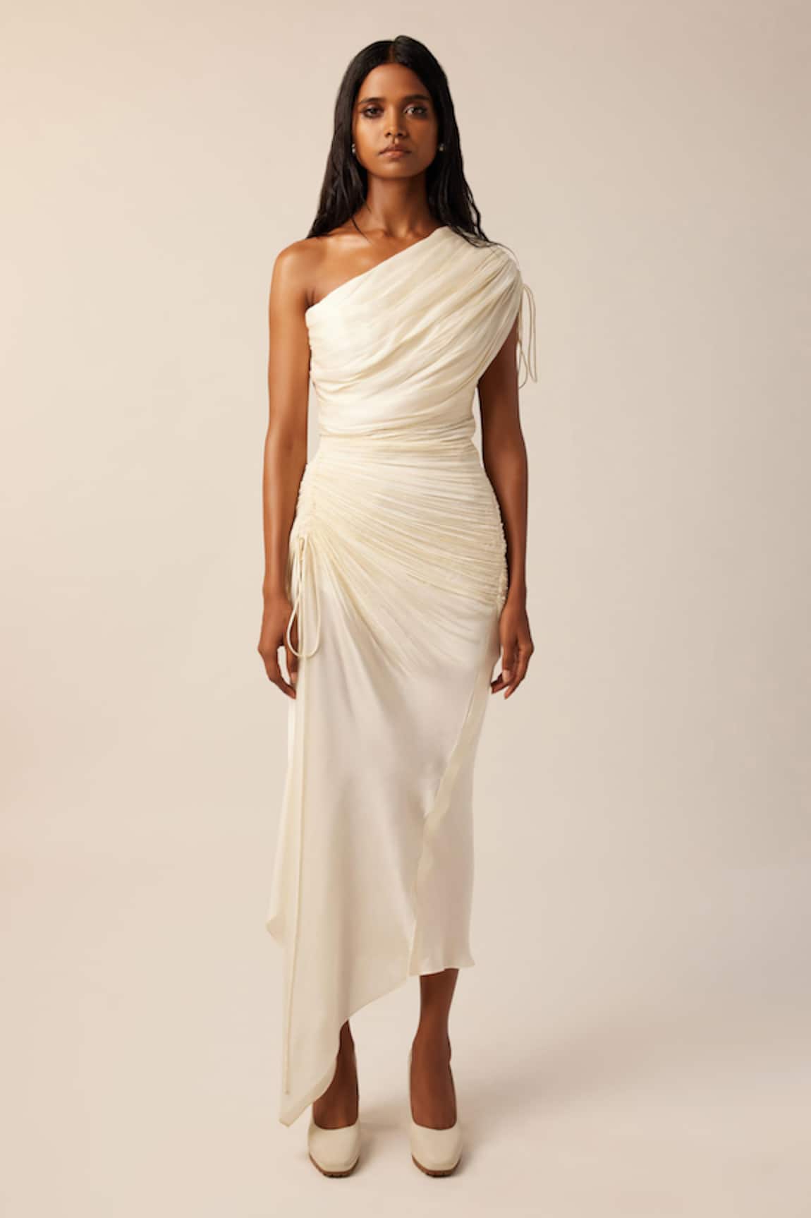 Aroka Pearl Radiance Draped One-shoulder Dress