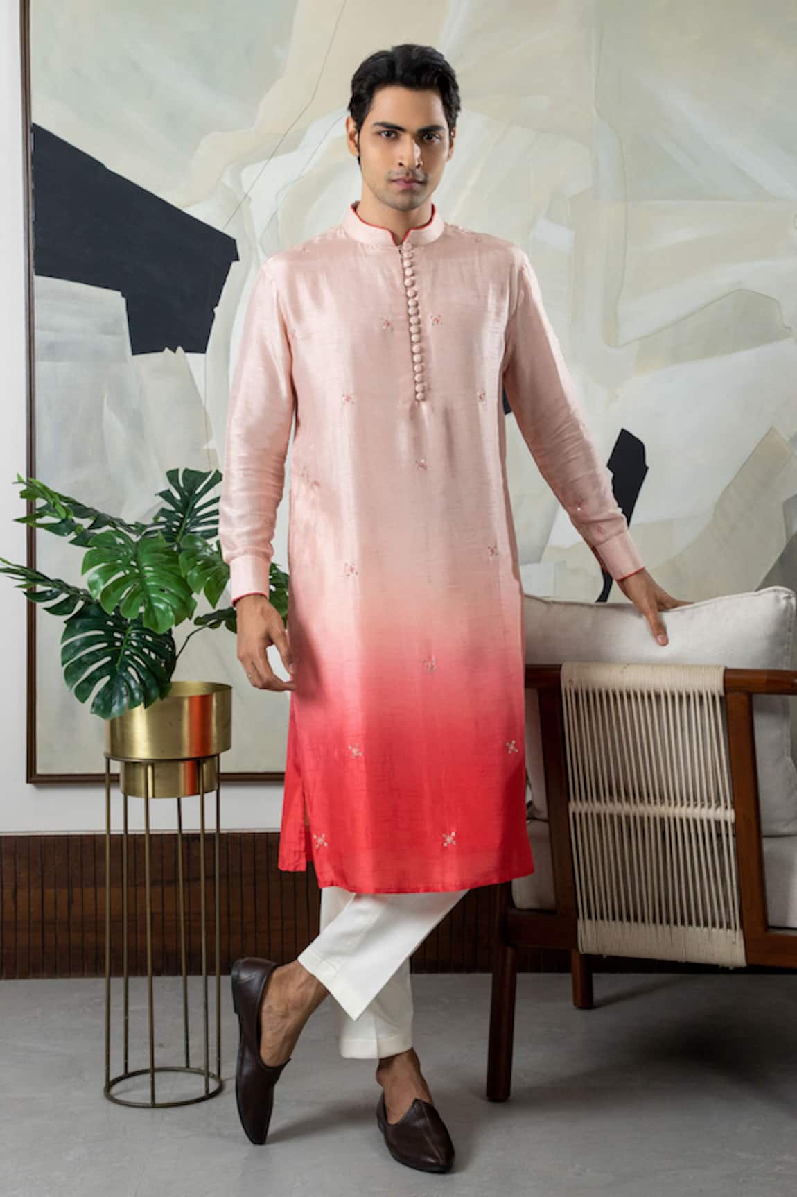 Smriti By Anju Agarwal Miniature Floral Butti Embroidered Kurta With Pajama