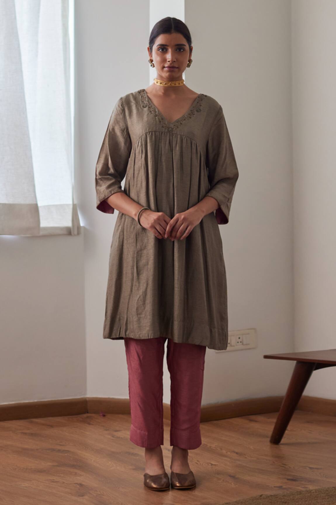 Shorshe Clothing Raw Silk Anarkali & Pant Set