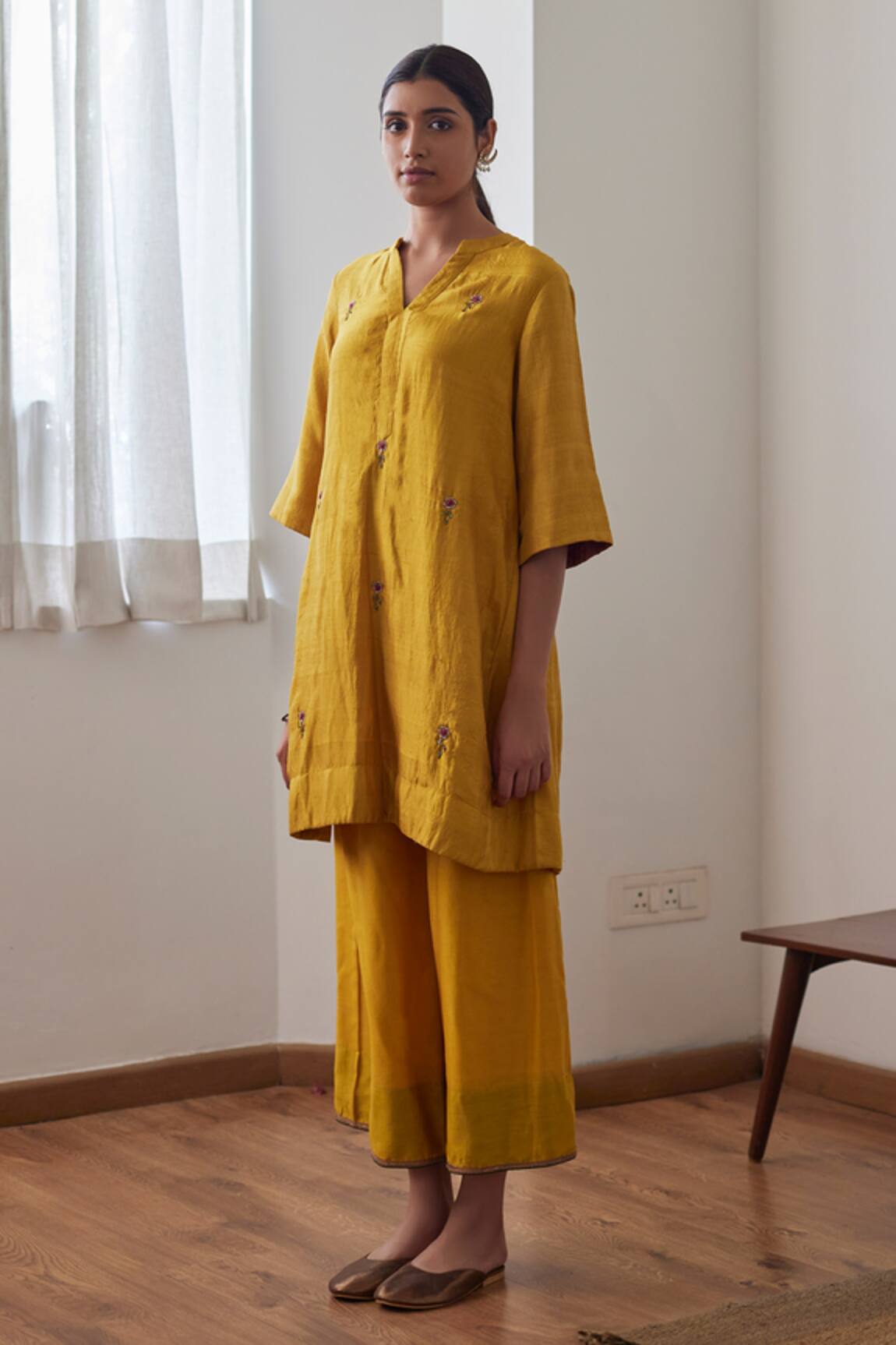 Shorshe Clothing Zari Embroidered Kurta & Farshi Pant Set