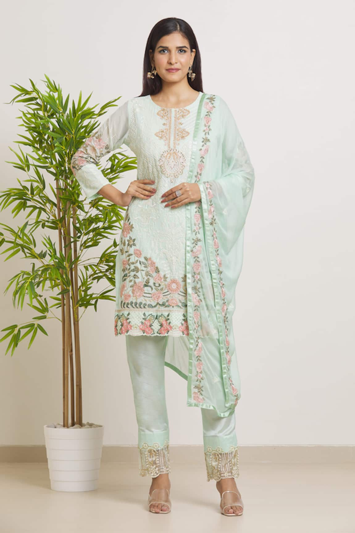 Adara Khan Floral Embroidered Kurta Salwar Set