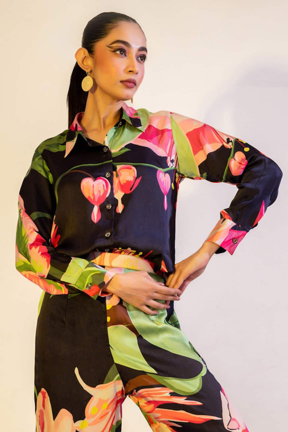 That Thing You Love Floret Print Satin Shirt 