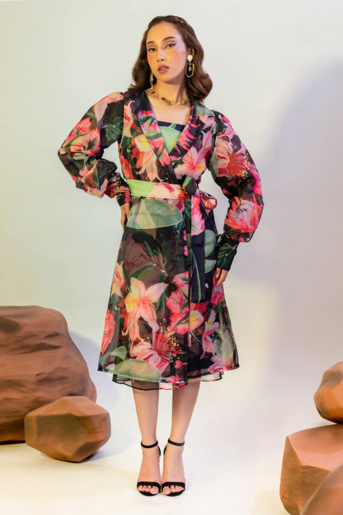 That Thing You Love Bloom Print Organza Trench Coat 