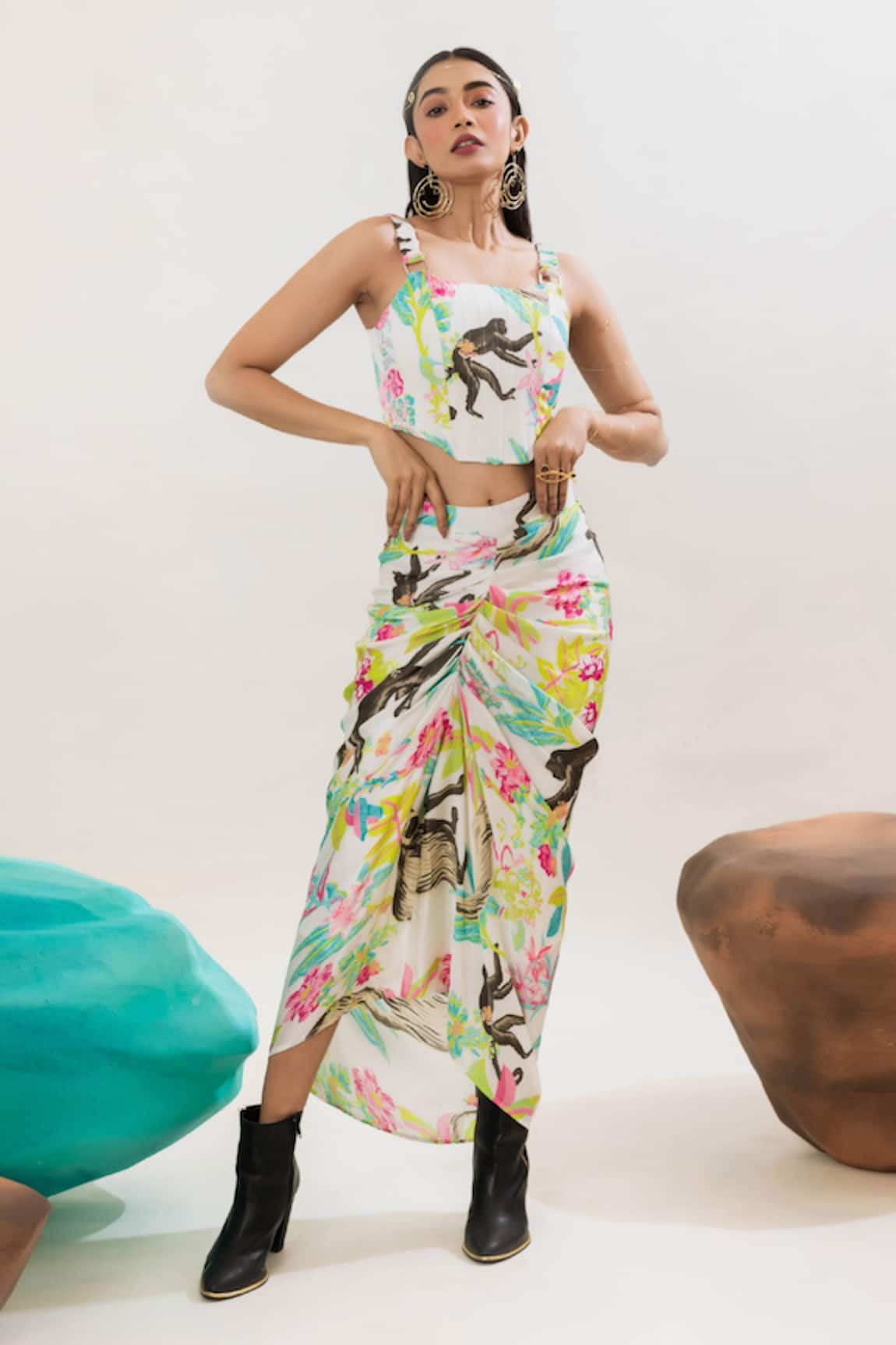 That Thing You Love Printed Corset & Draped Skirt Set