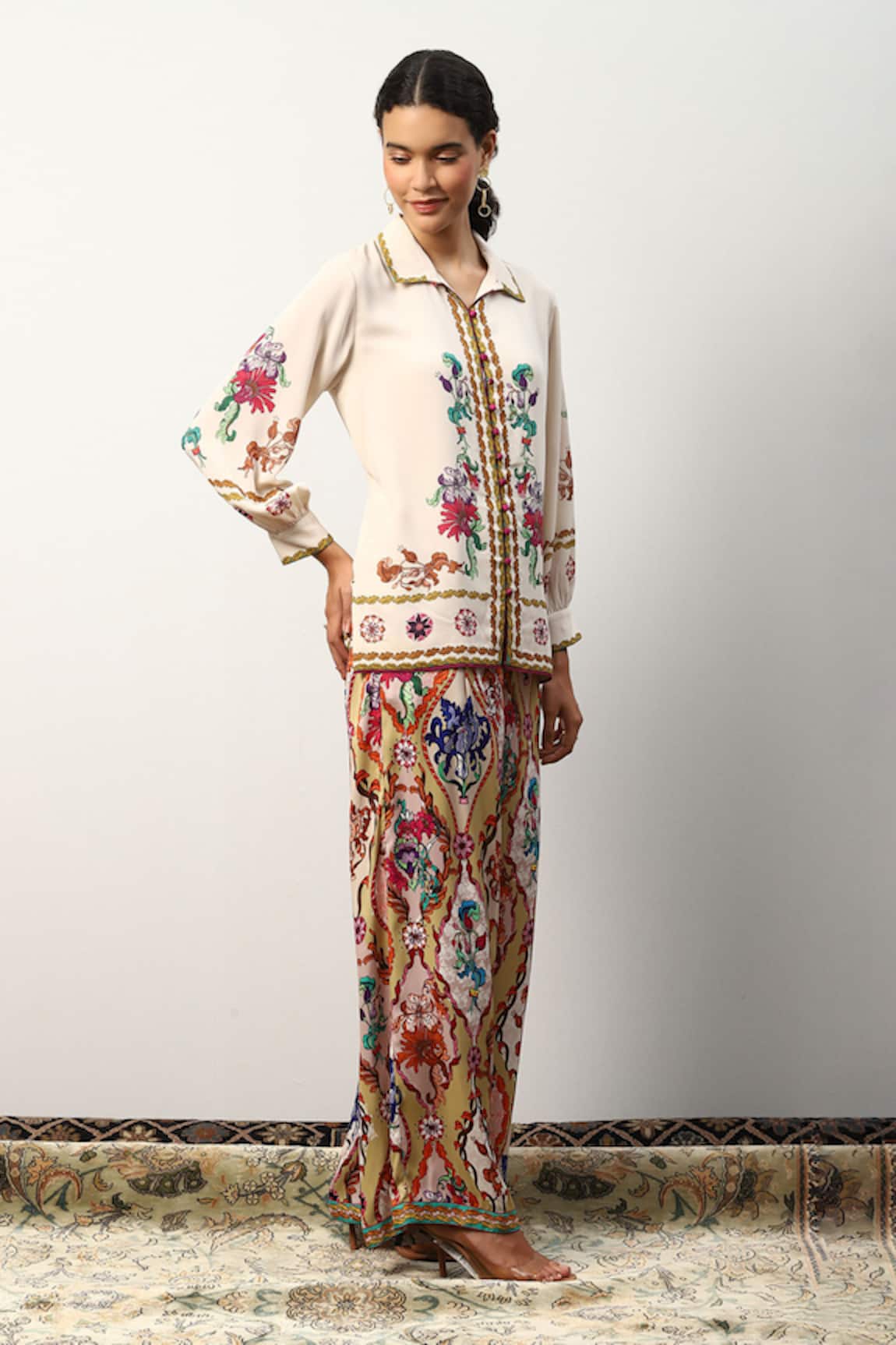 Ranna Gill Ivy Wide Leg Baroque Print Pant