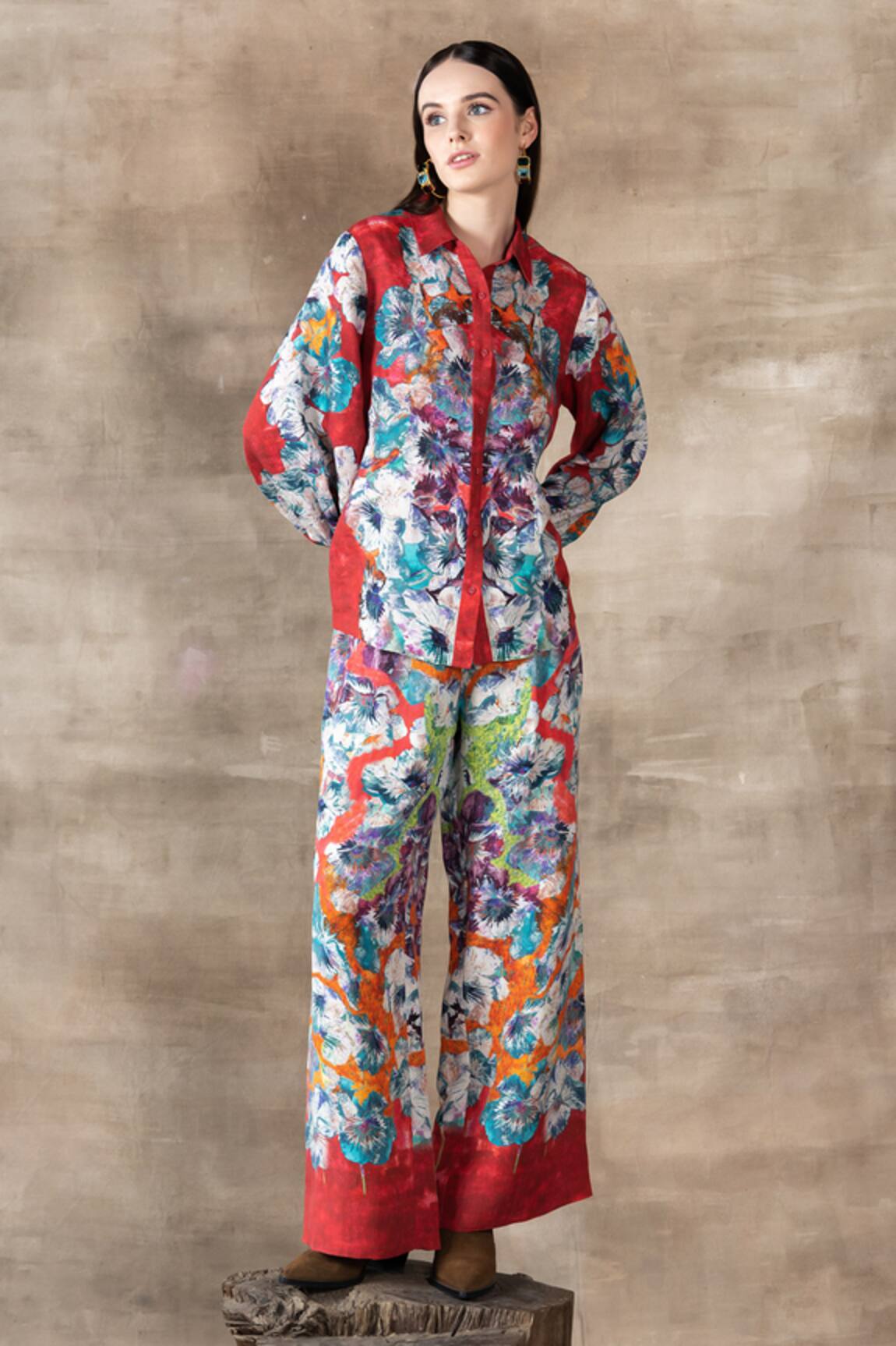 Ranna Gill Lucy Waterlily Print Wide Leg Pant