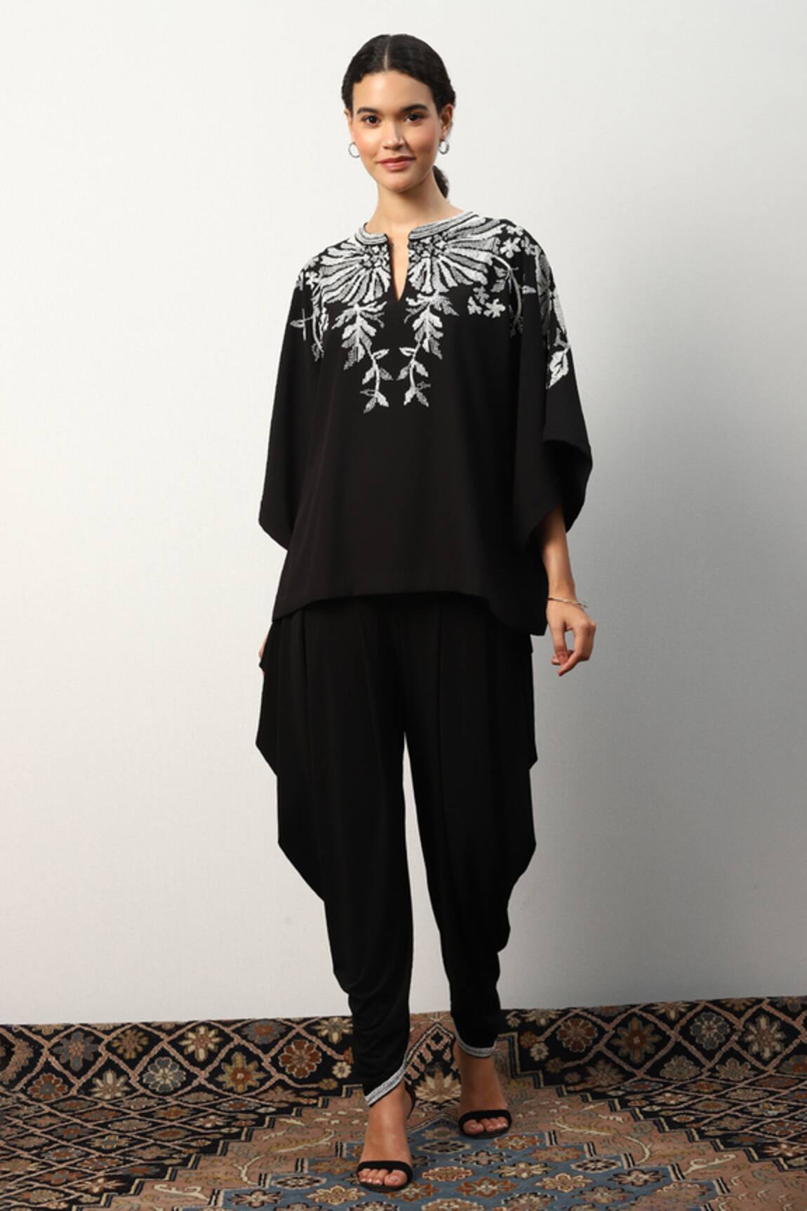 Ranna Gill Noir Embroidered Blouse & Pant Set
