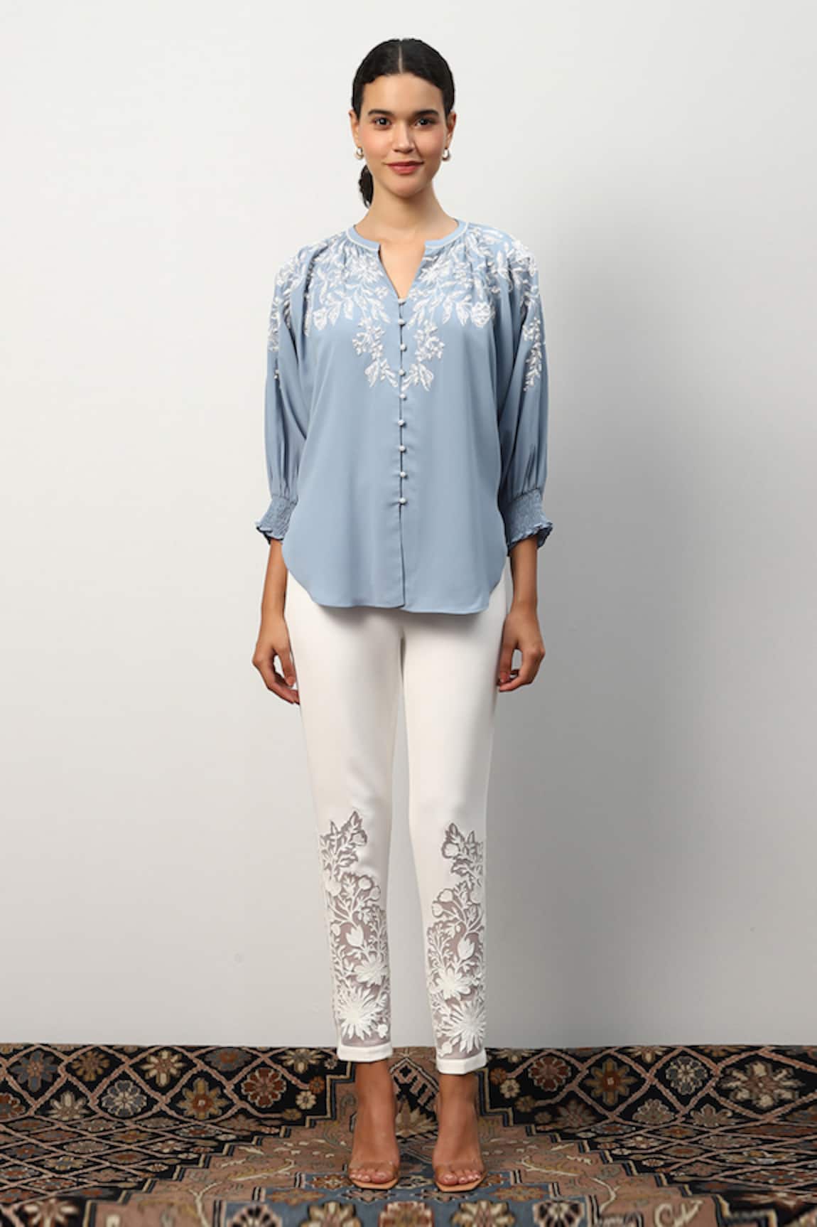 Ranna Gill Maria Floral Embroidered Blouse