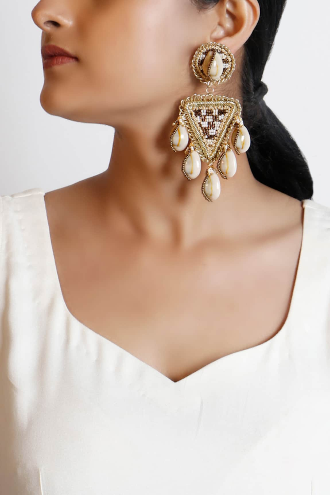 Vaidaan Shirin Hand Embroidered Dangler Earrings