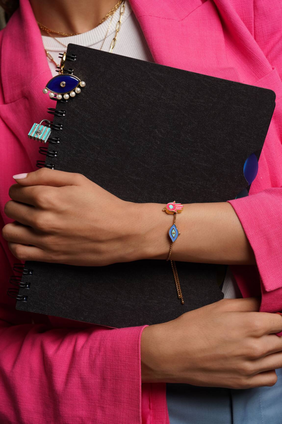 Isharya Hamsa Rose Enamelled Charm