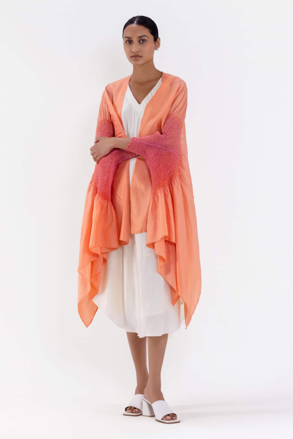 Studio Medium Segment Shibori Sleeve Silk Cape