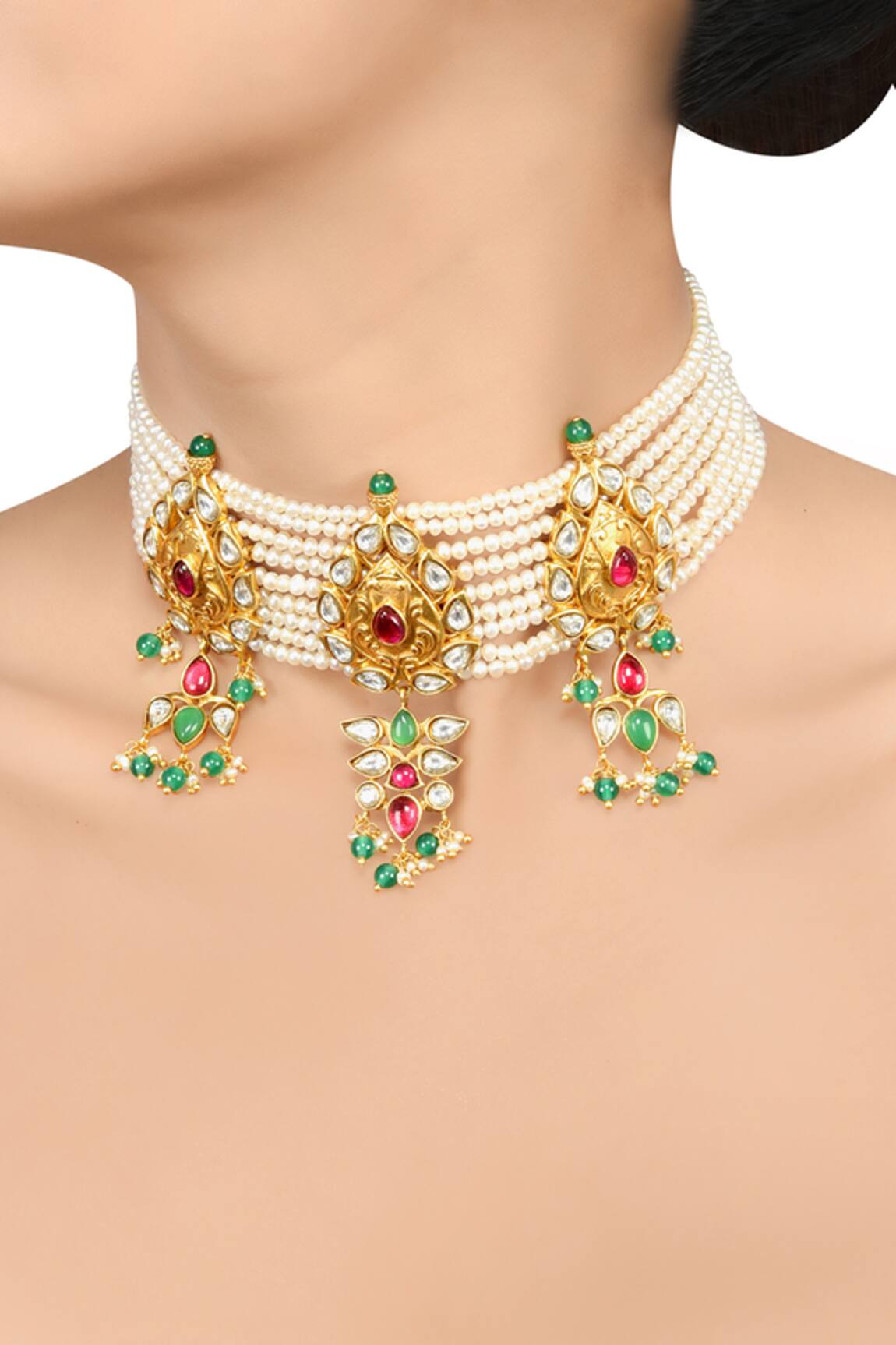 Tribe Amrapali Gulrang Drop Carved Choker 
