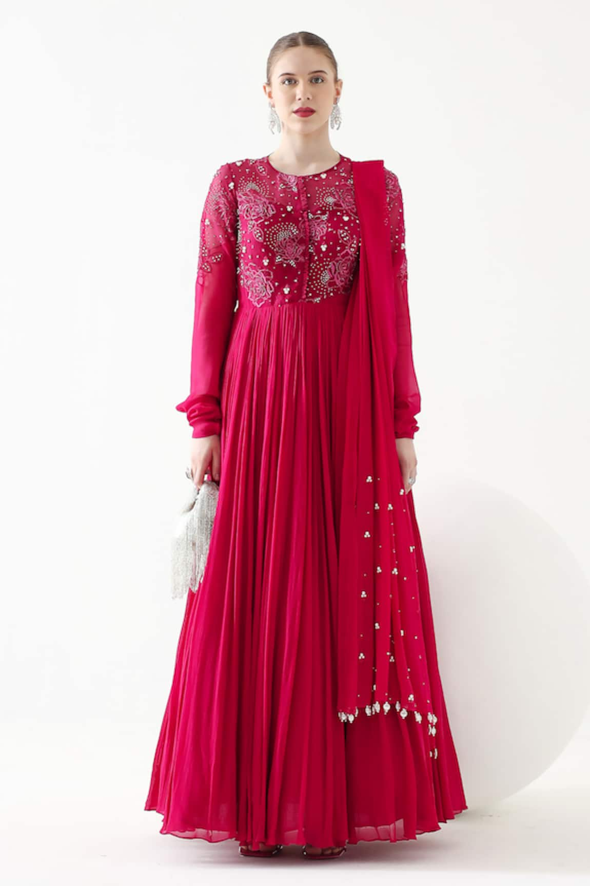 Mehak Talreja Couturre Meera Roseate Embroidered Anarkali With Dupatta