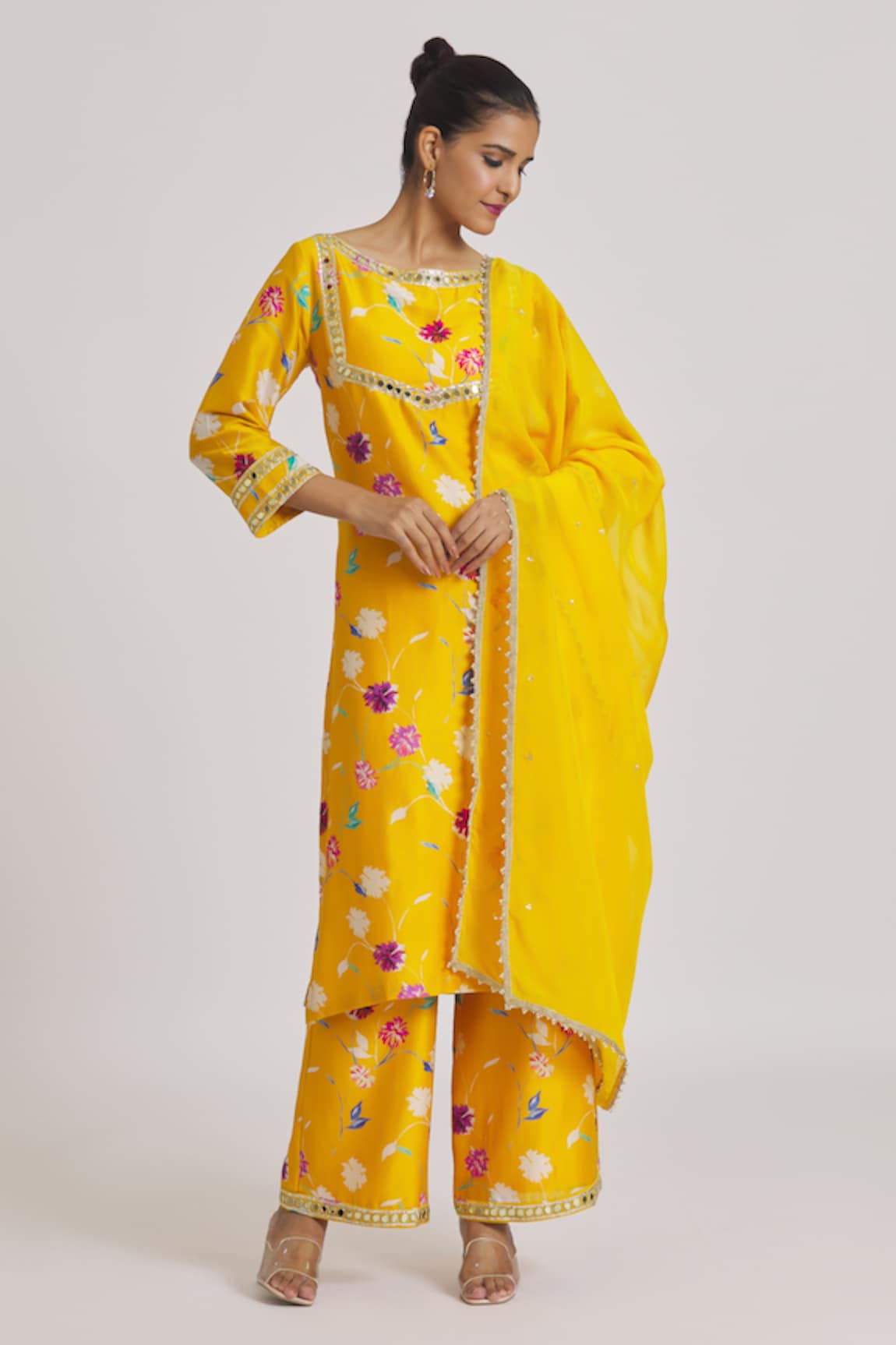 Kaia Floral Print Kurta Palazzo Set