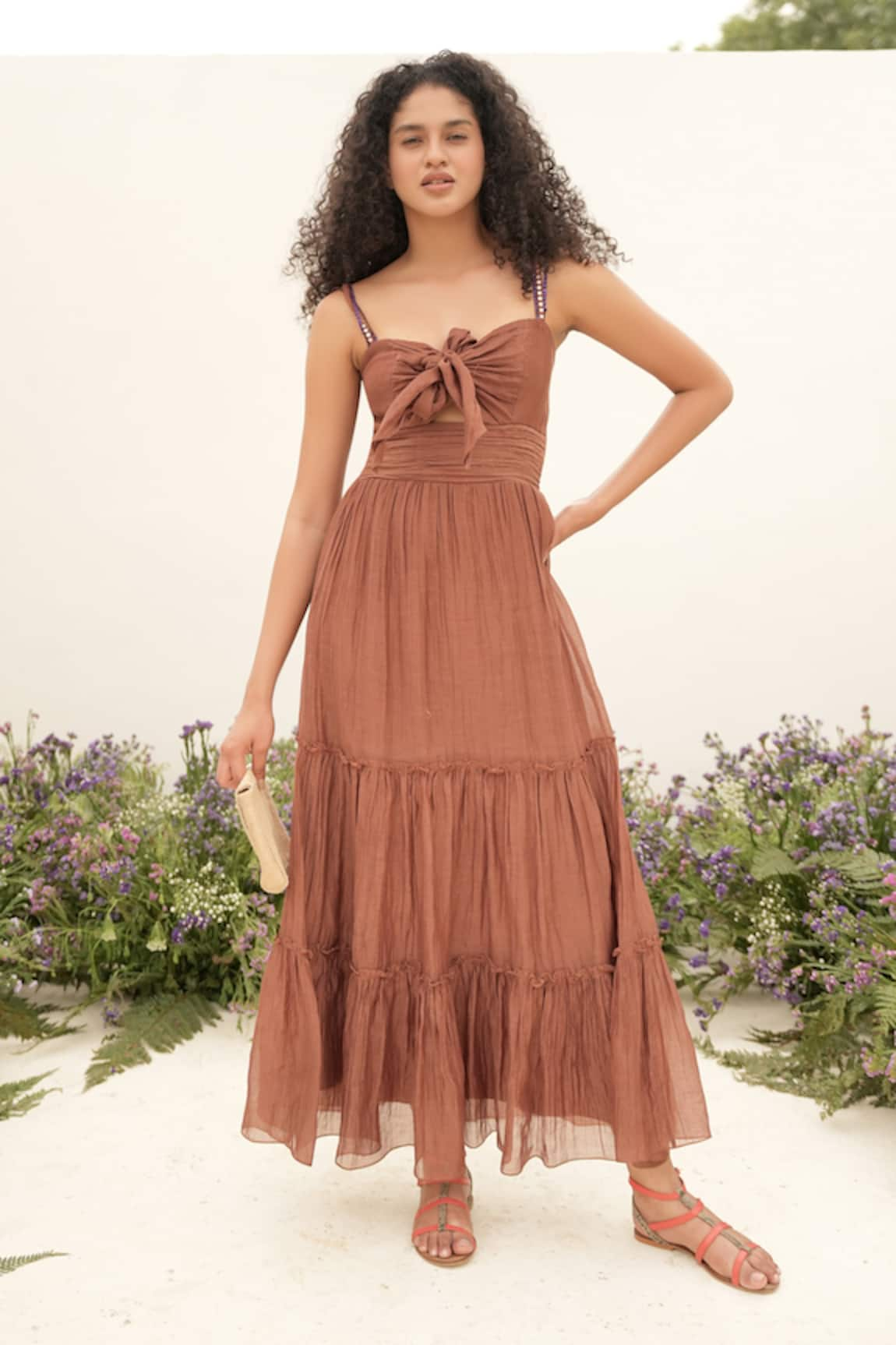 AMRTA by GUNEET KONDAL Plain Tiered Maxi Dress