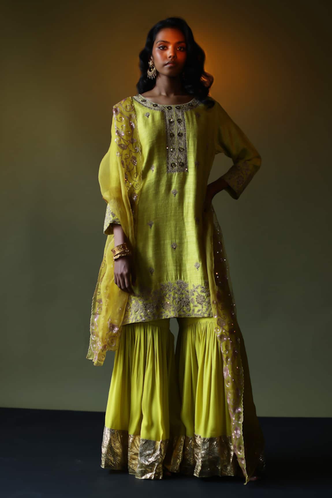 Pooja Singhal Sequin Embroidered Kurta Sharara Set