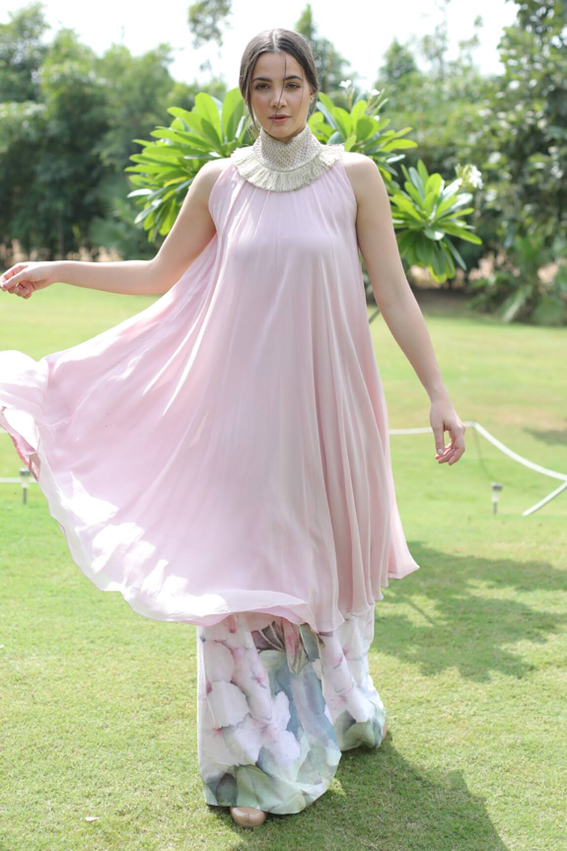 Swatee Singh Neck Embroidered Kurta & Palazzo Set 