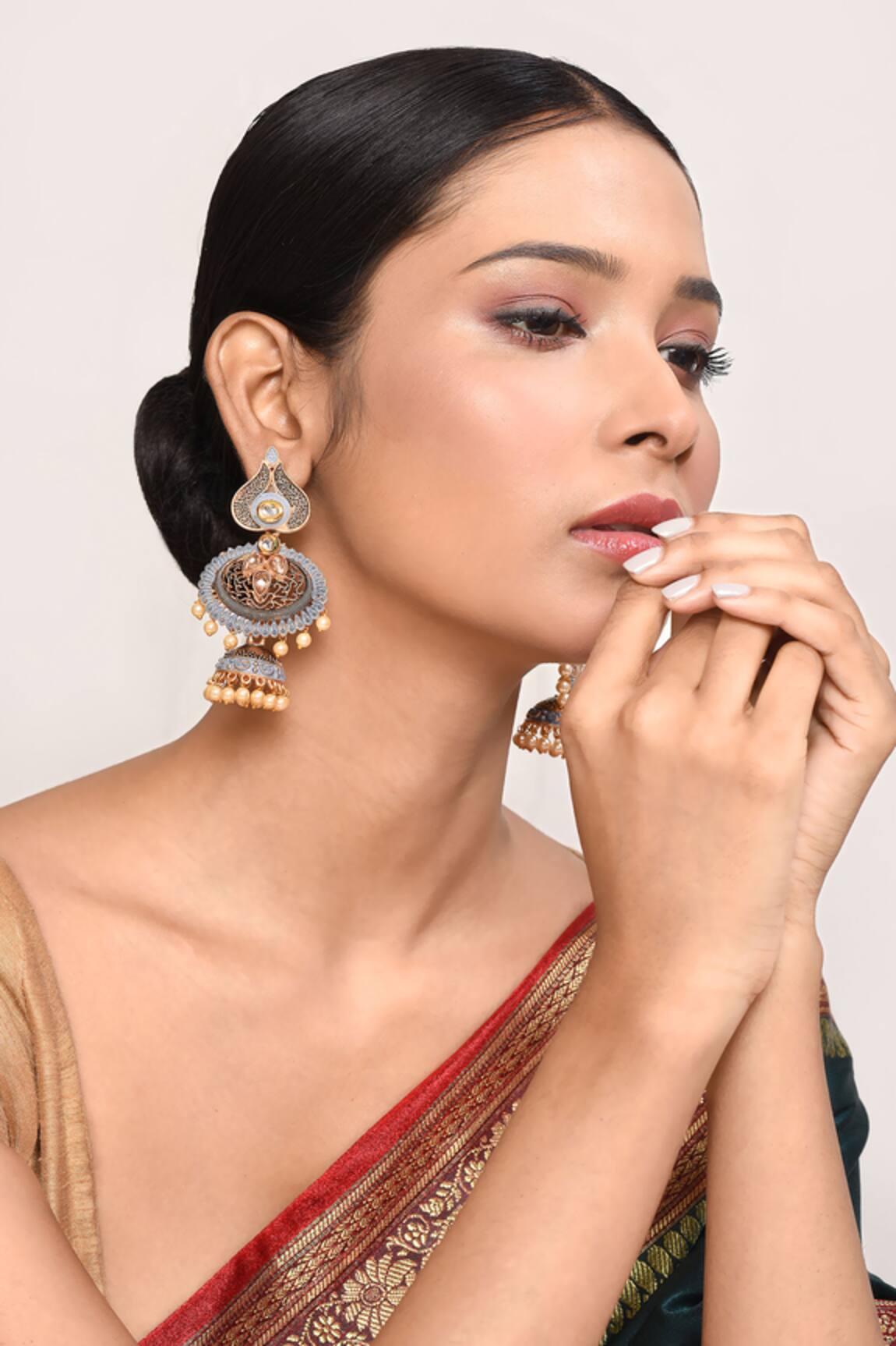 Belsi's Polki & Beads Embellished Jhumka Earrings