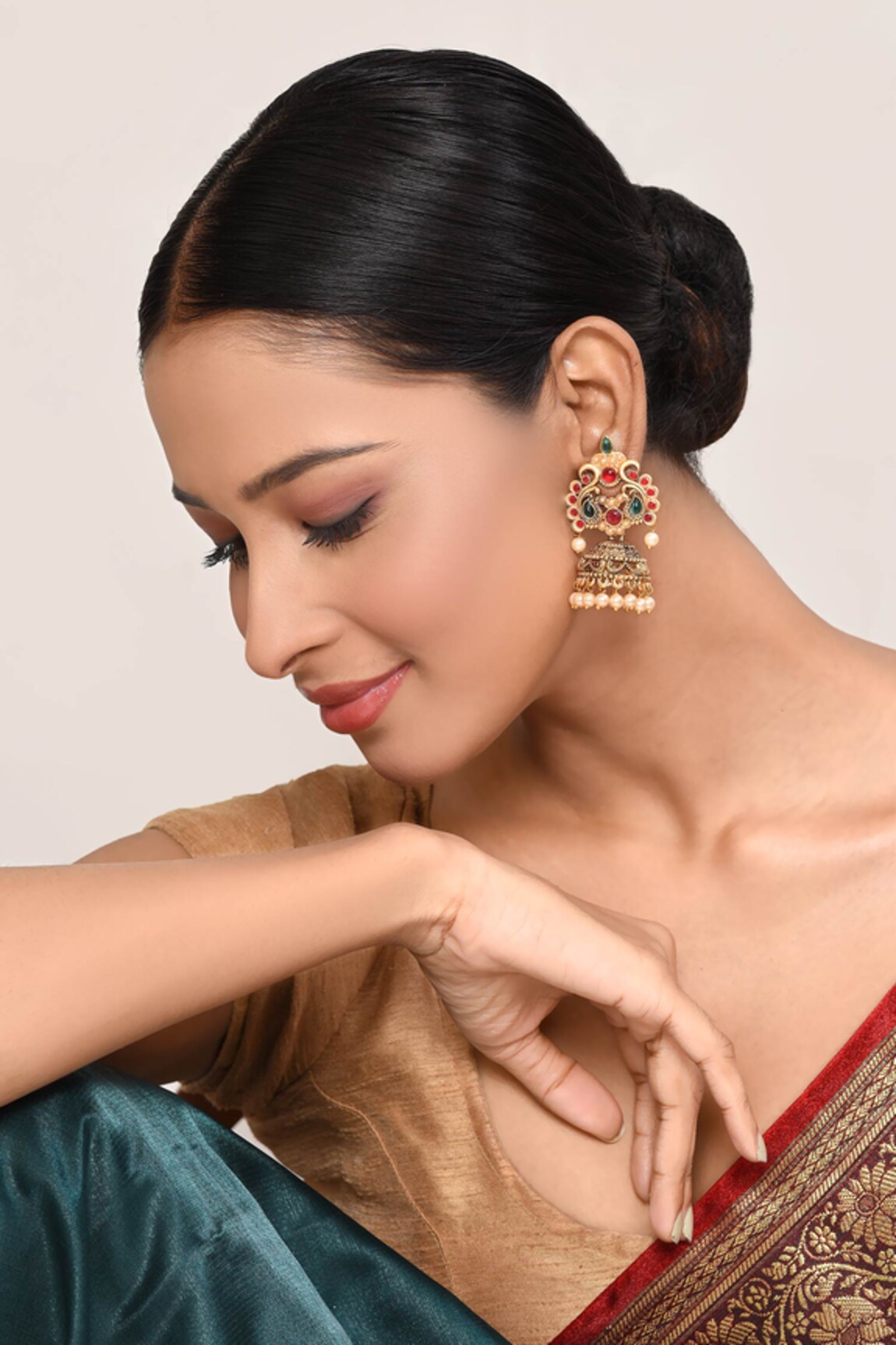 Belsi's Paisley Carved Jhumki Earrings