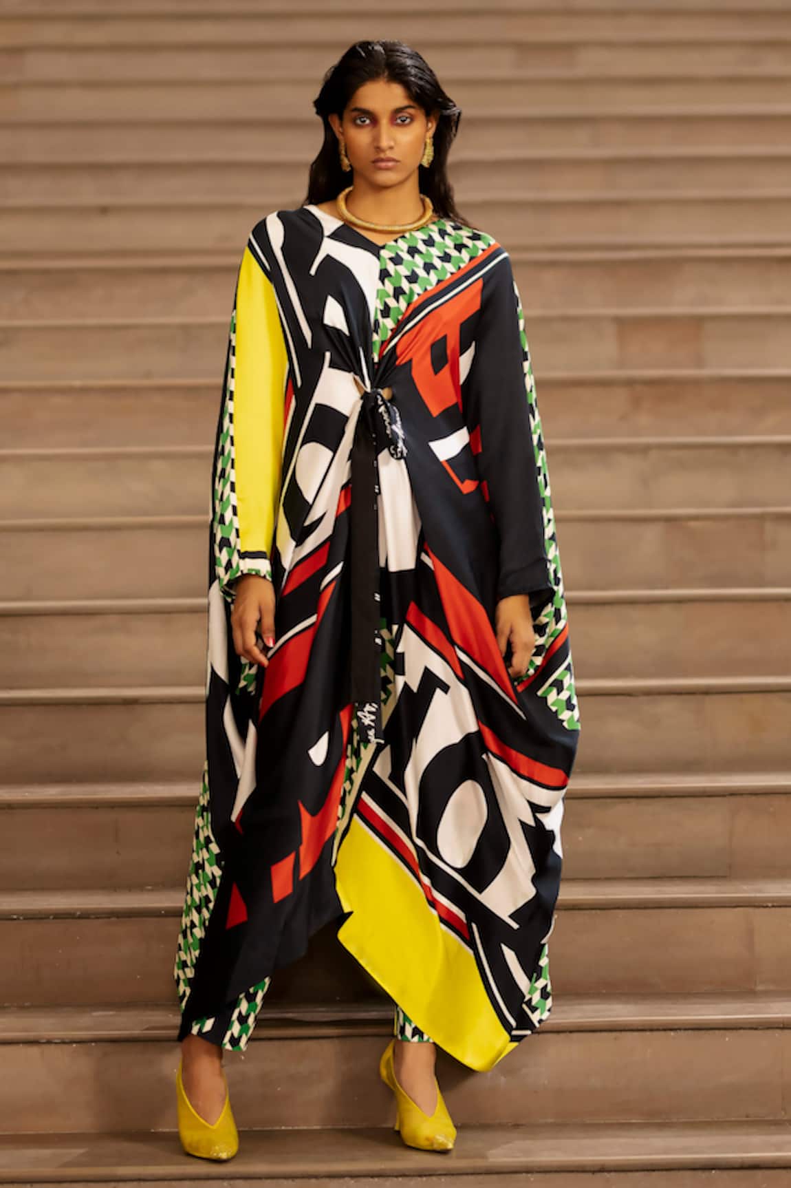 AK-OK Graphic Print Kaftan With Pant