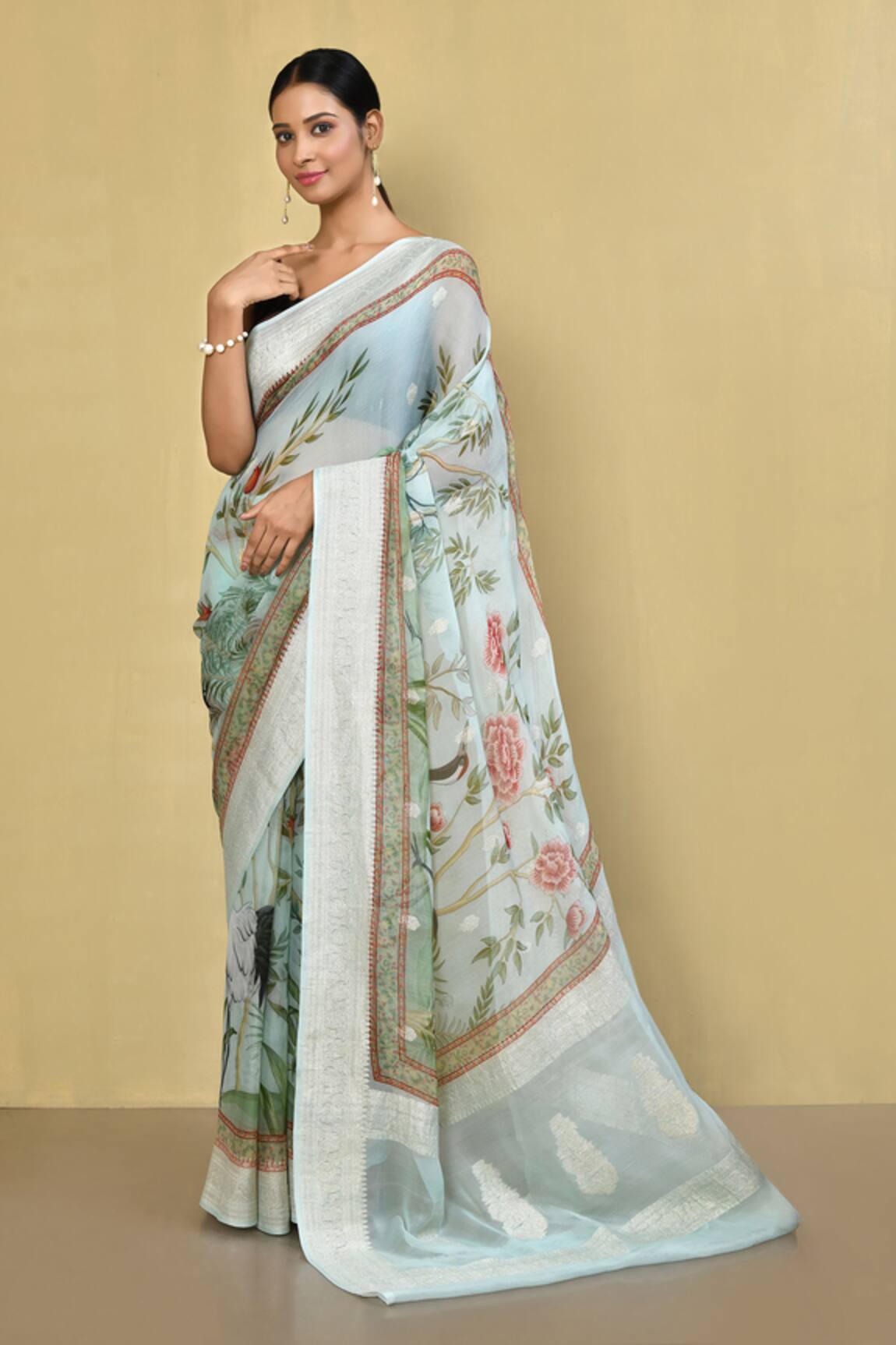 Nazaakat by Samara Singh Botanic Print Saree With Running Blouse