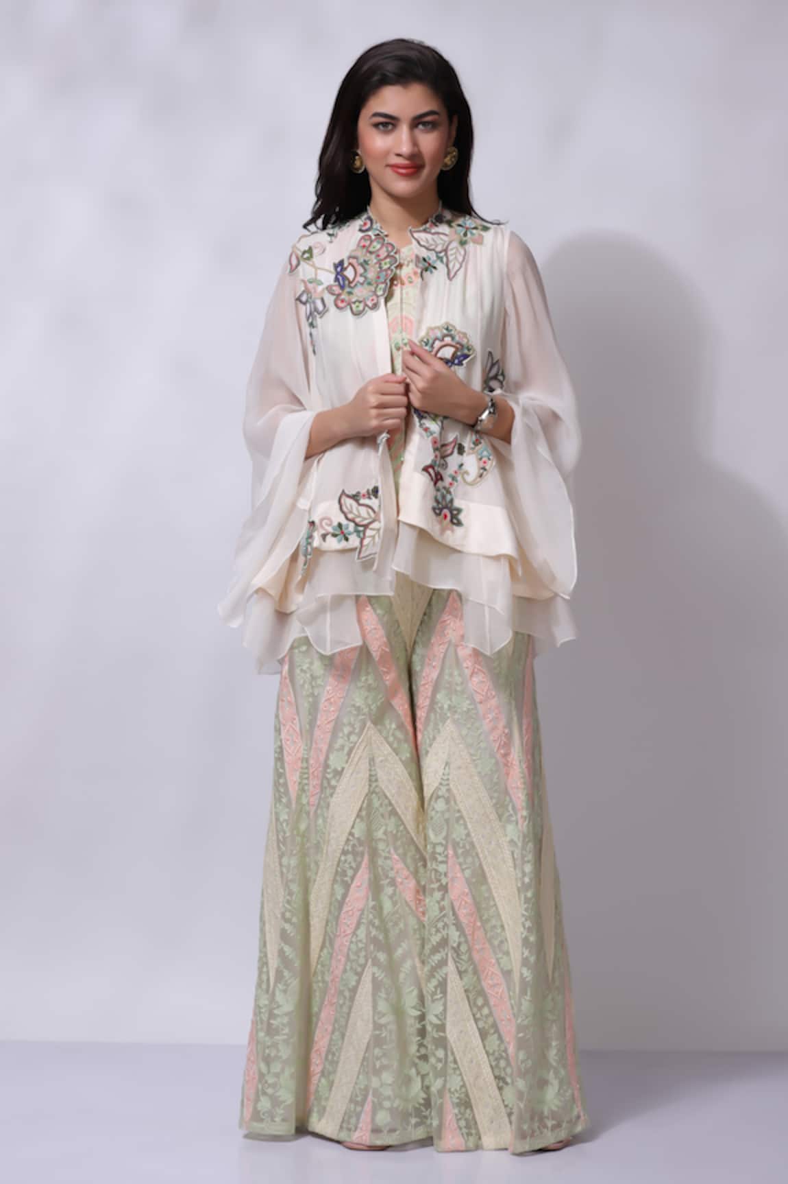 Sonali Gupta Floral Embroidered Jacket Pant Set